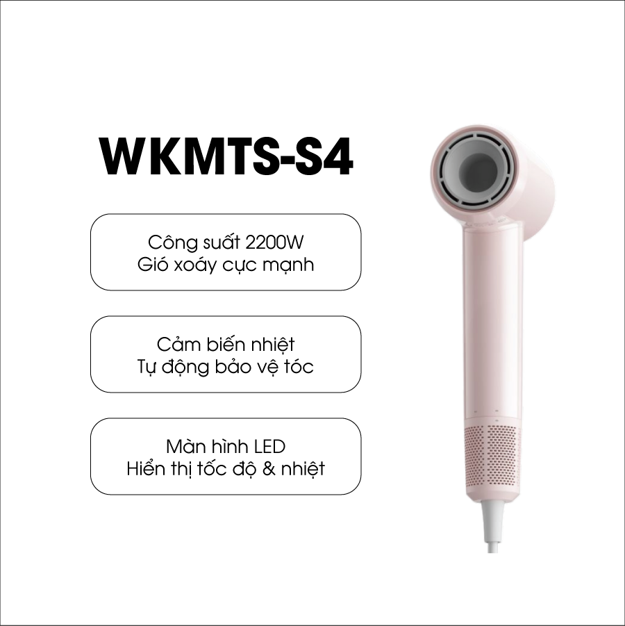 MÁY SẤY TÓC CÔNG SUẤT CAO CHĂM SÓC TÓC CHUẨN SALON WINKI WKMST-S4 - WKMST-S4