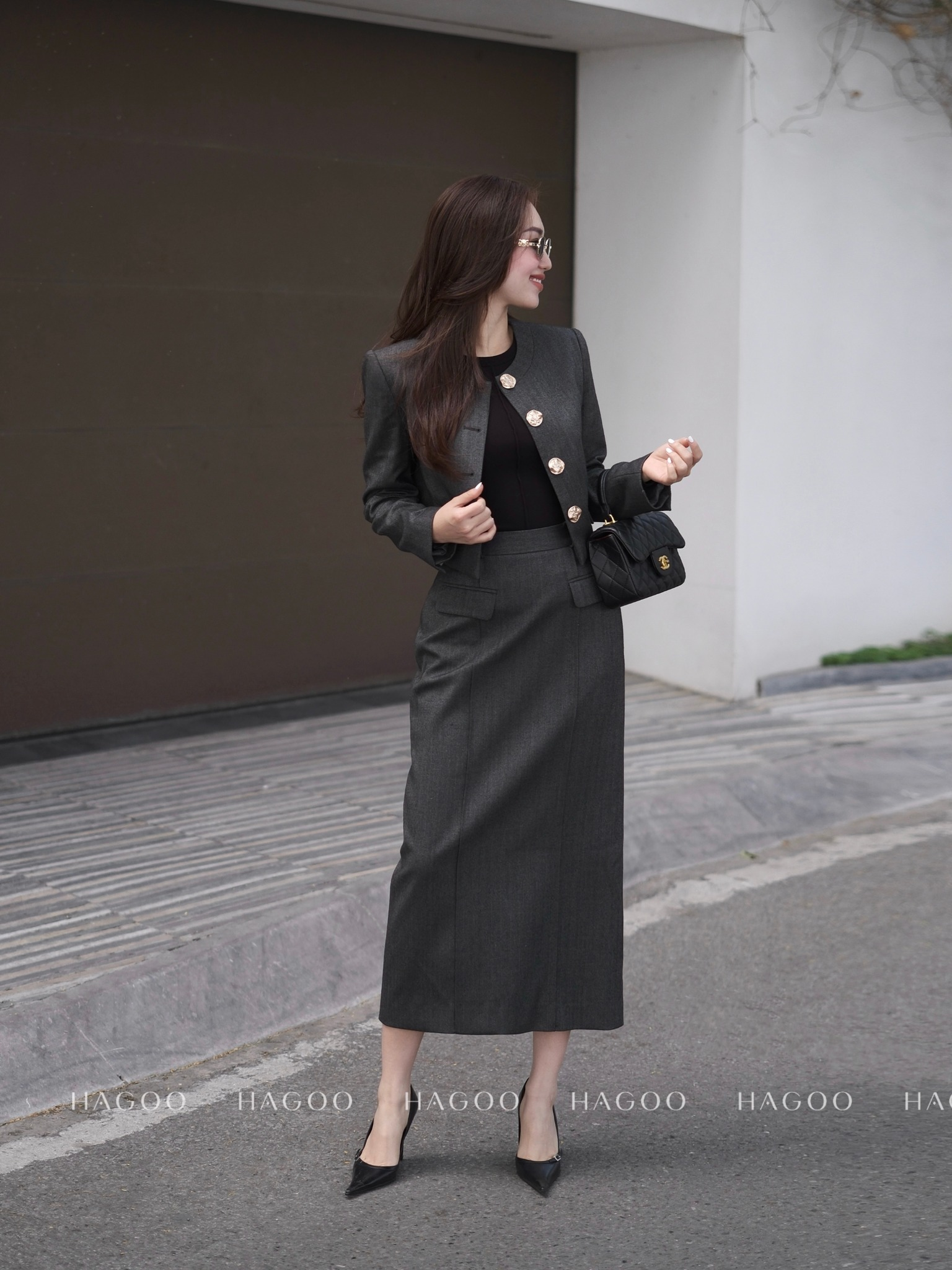 Chân váy bút chì hai nắp túi