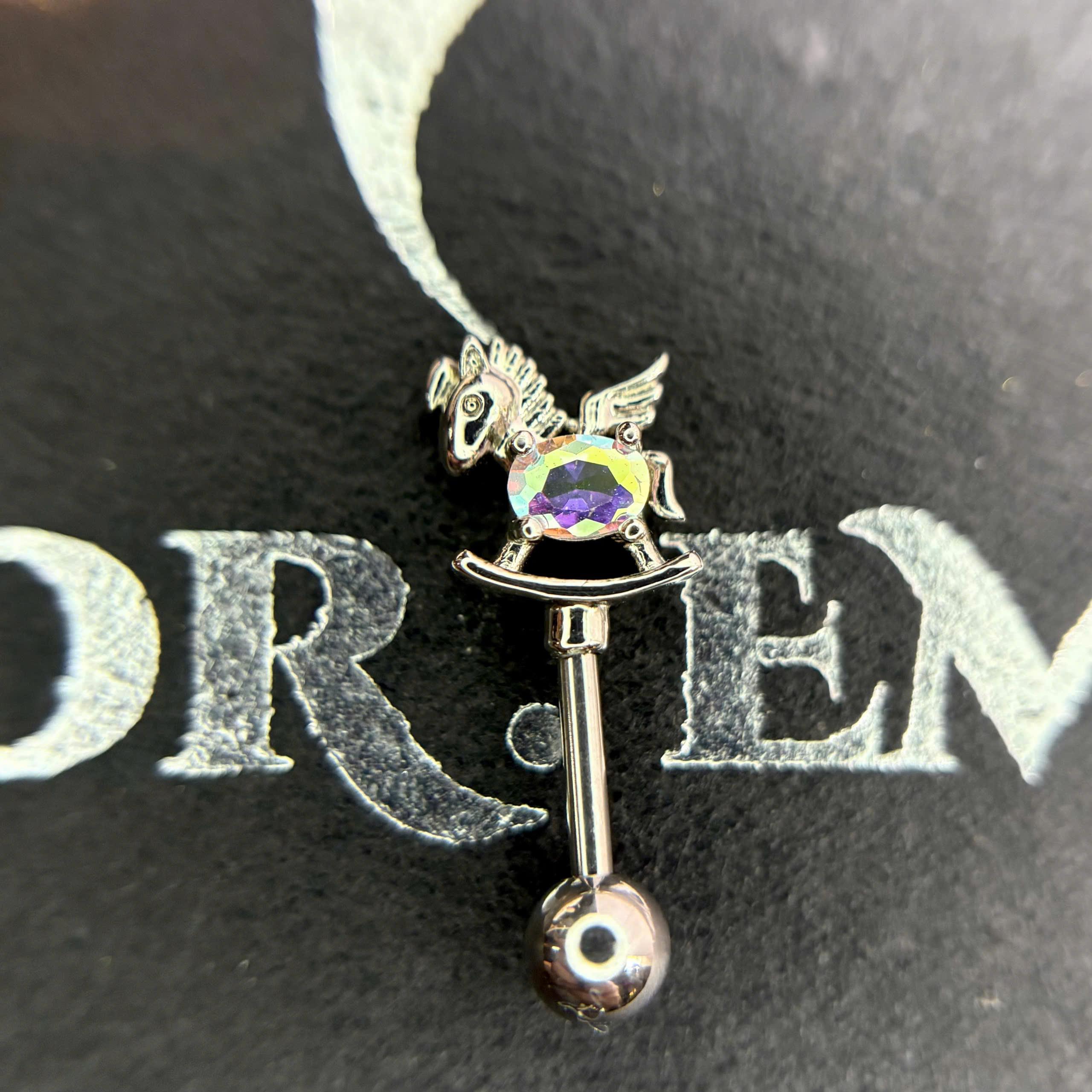 Khuyên kiểu vertical con ngựa đá holo đuôi bi vặn thay được đít dẹt._thumbnail_2