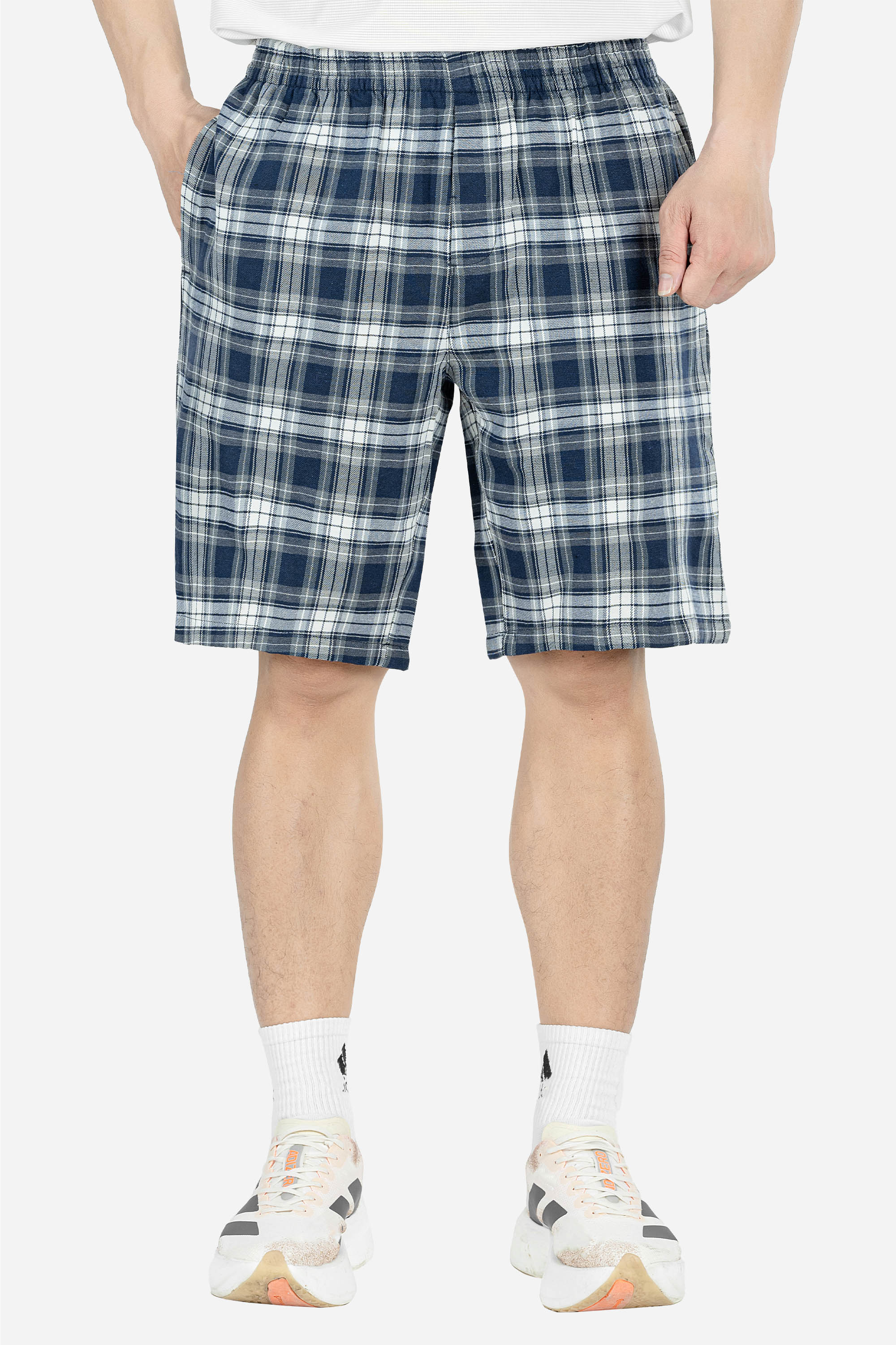 Quần Soọc Kẻ Caro Nam Trung Niên ANCHI Chất Liệu Cotton Dáng Suông Dài Qua Gối