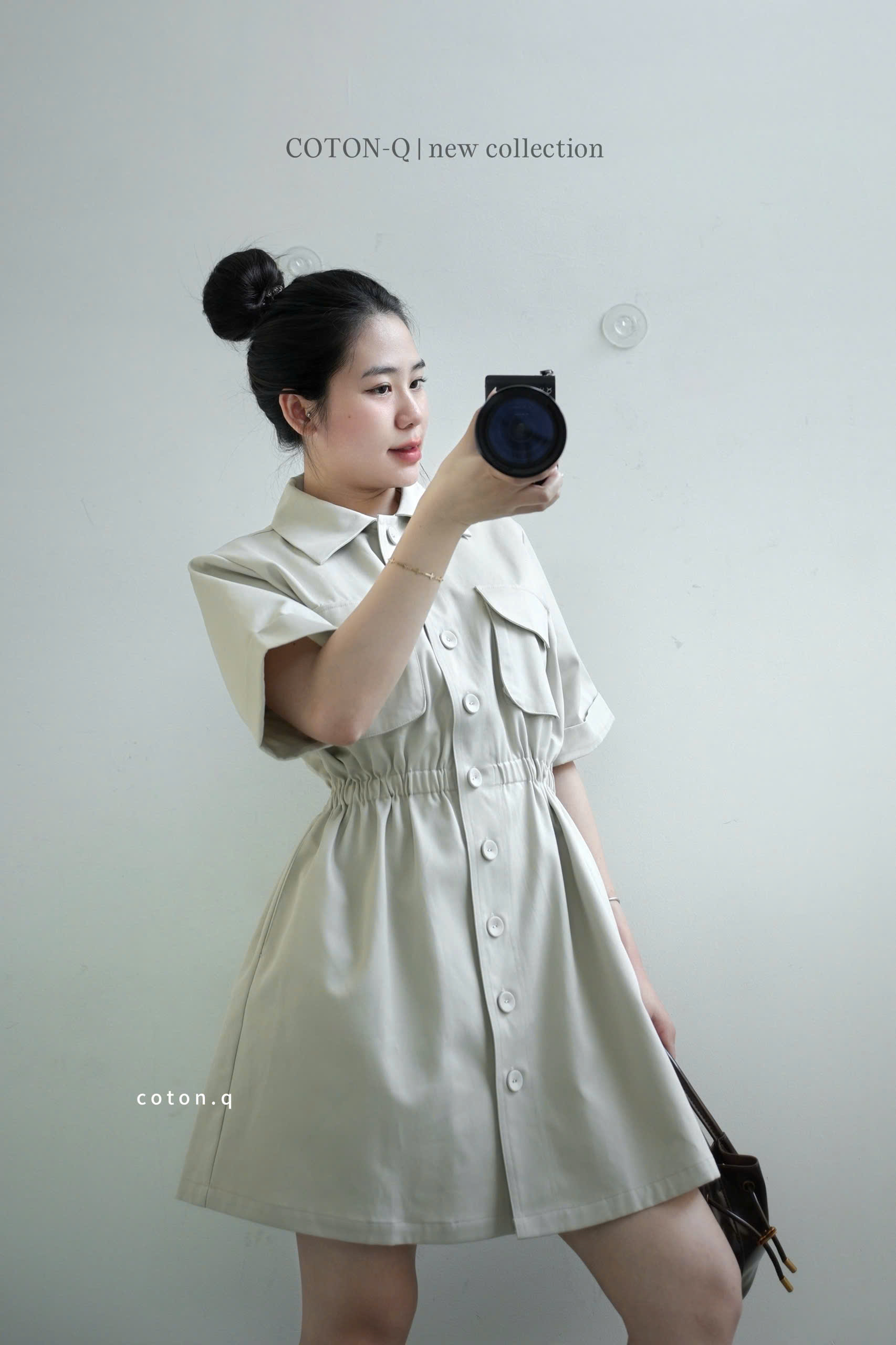 Đầm nữ Coton Q nhún 2 túi ( BE )_thumbnail_20