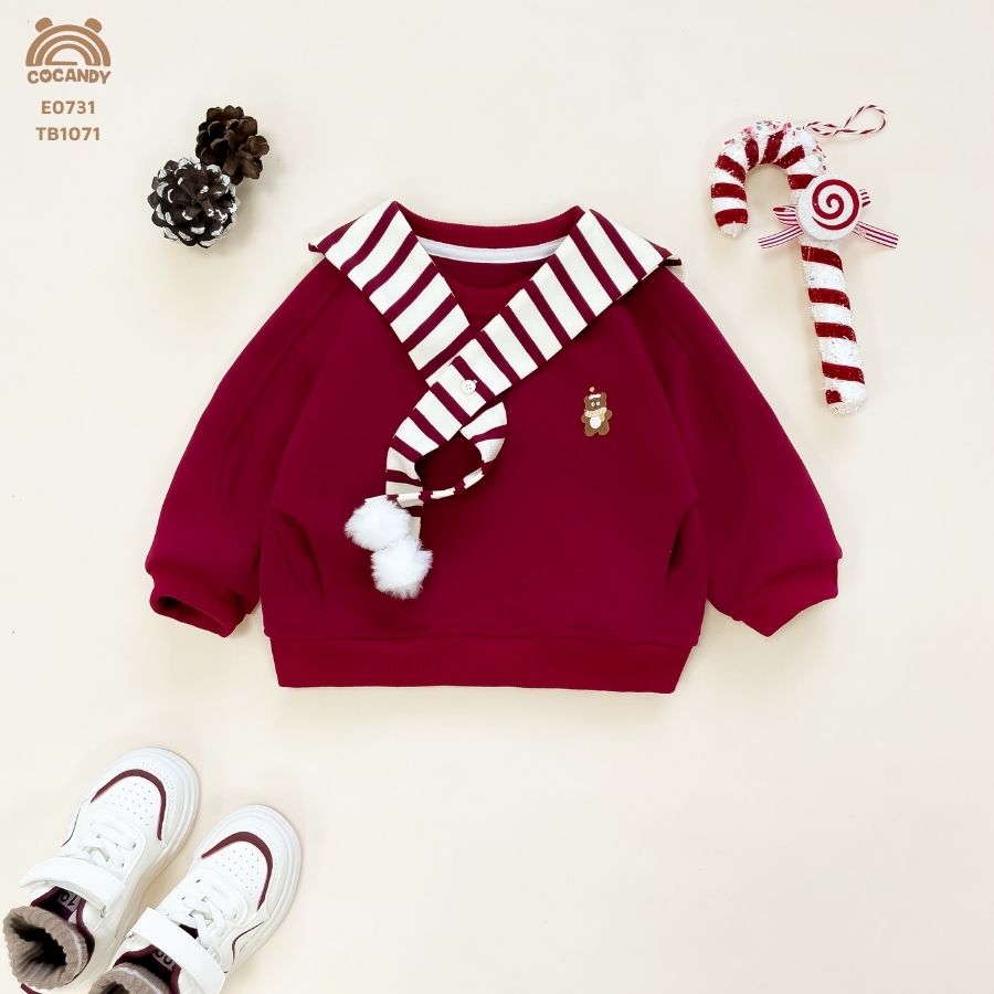 Áo dài nỉ ĐỎ phối ngực gấu_thumbnail_3