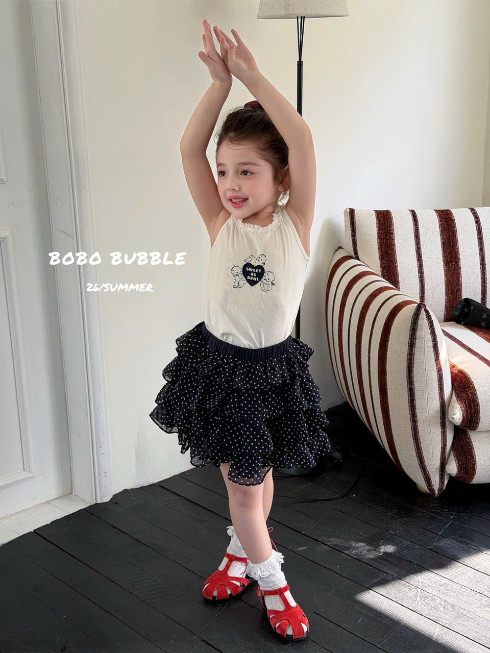 C198 - Áo thun sát nách in hình cổ bèo hãng Bobo Bubble (Sz90-140)