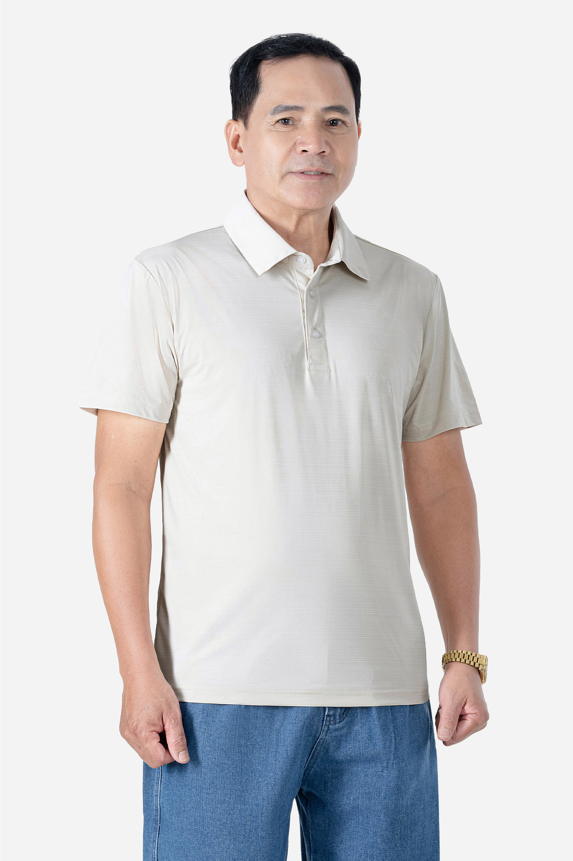 Áo Polo Melange Thể Thao Nam Trung Niên ANCHI Chất Liệu Cotton Phom Suông Vạt Ngang_thumbnail_10