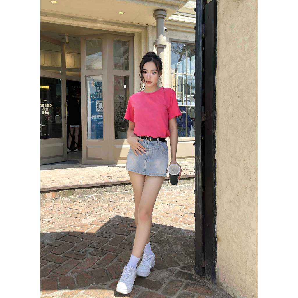 Áo thun trơn nữ form vừa regular ART01 Miucho Chic cotton cổ tròn basic dễ phối đồ_thumbnail_6