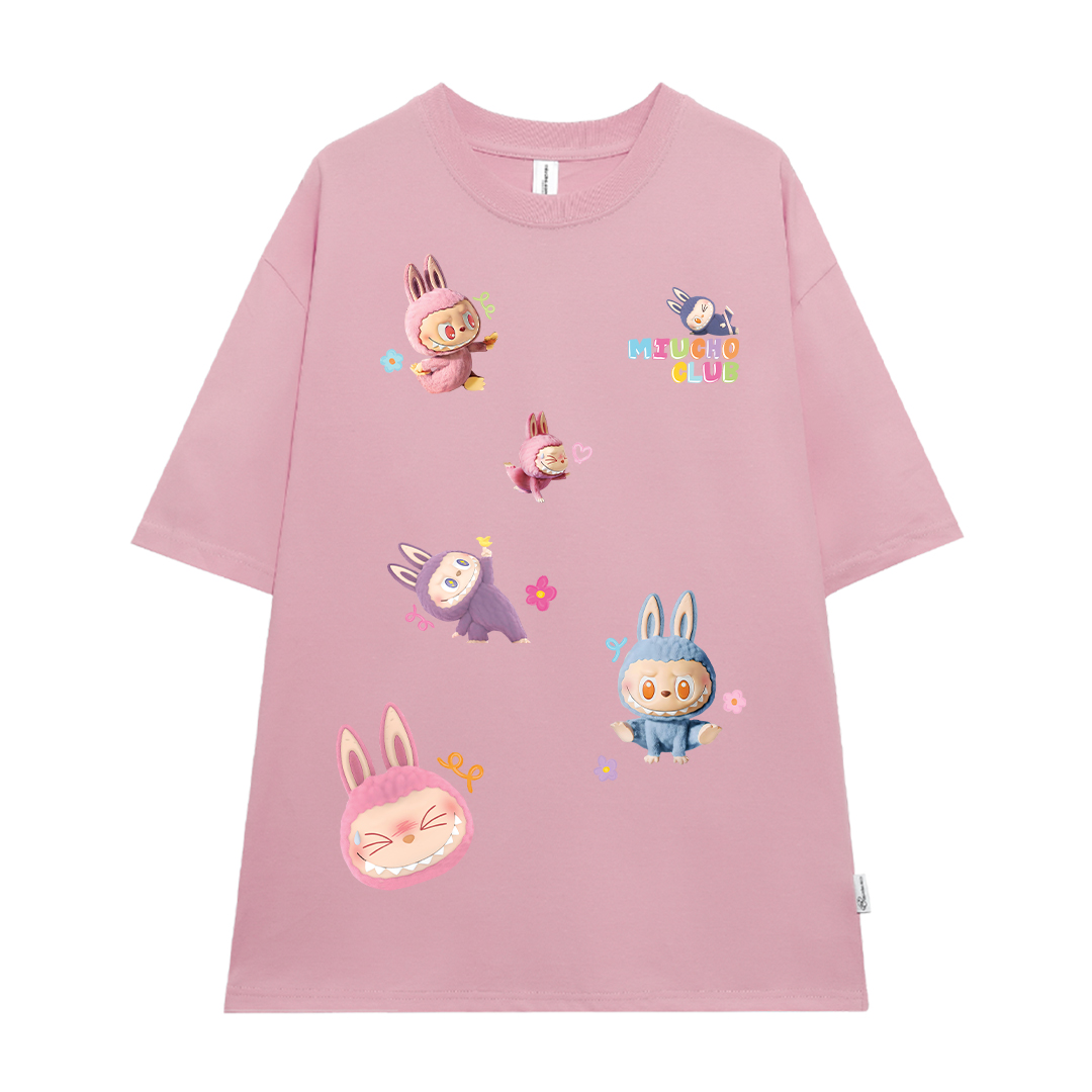 Áo phông labubu form rộng nhiều màu ATD1450 Miucho vải cotton cổ tròn in mix_thumbnail_10