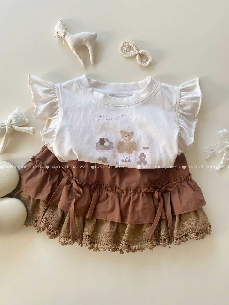 (A10) Áo thun hoạ tiết gấu baby  màu nâu mẫu hè 2025_thumbnail_1