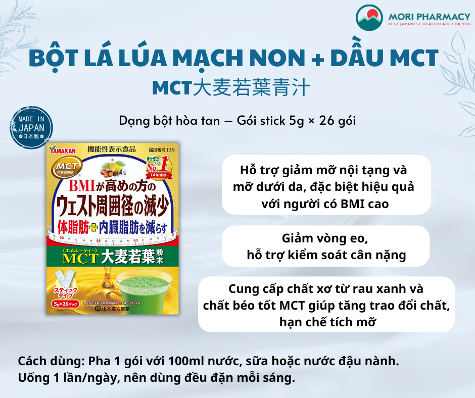 Bột lá lúa mạch non + Dầu MCT