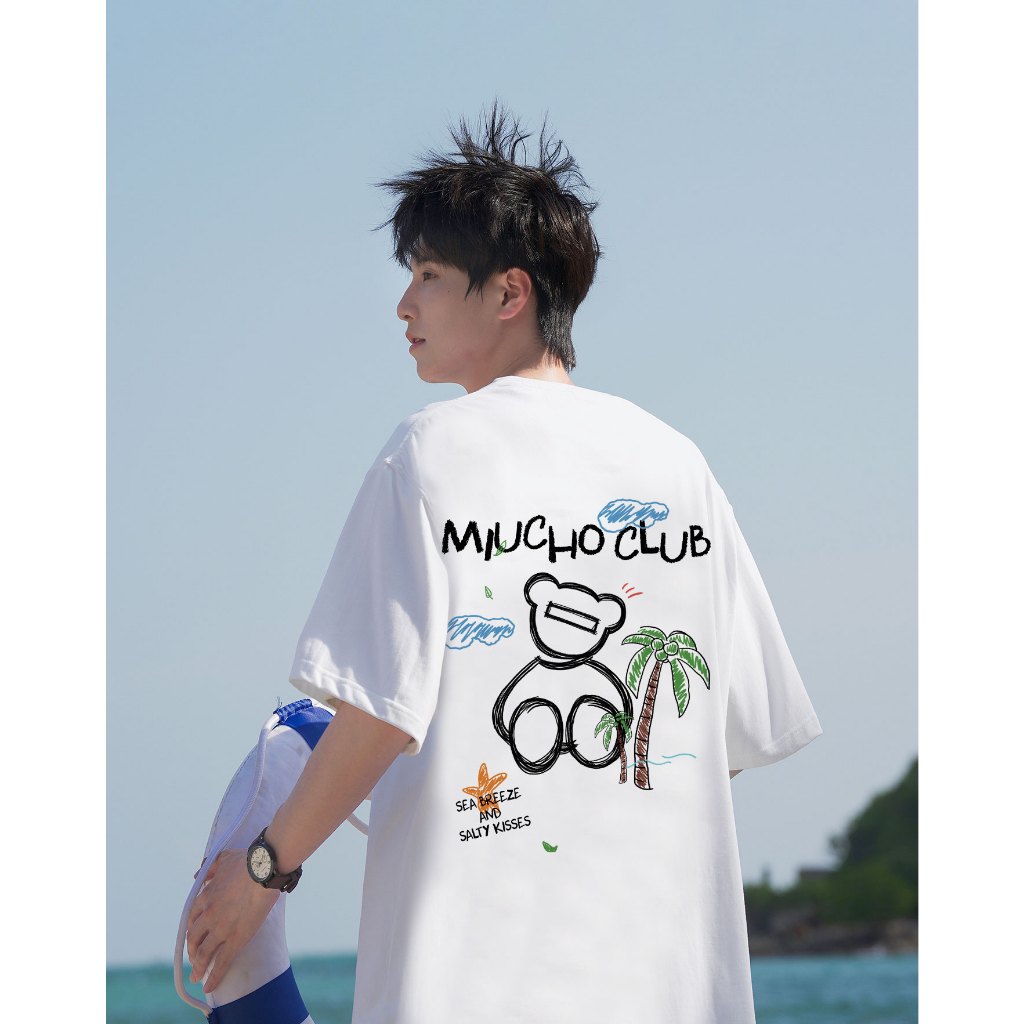 Áo phông nam mùa hè đi biển form rộng nhiều màu ATD1037 Miucho Man tay ngắn cổ tròn in mix_thumbnail_3