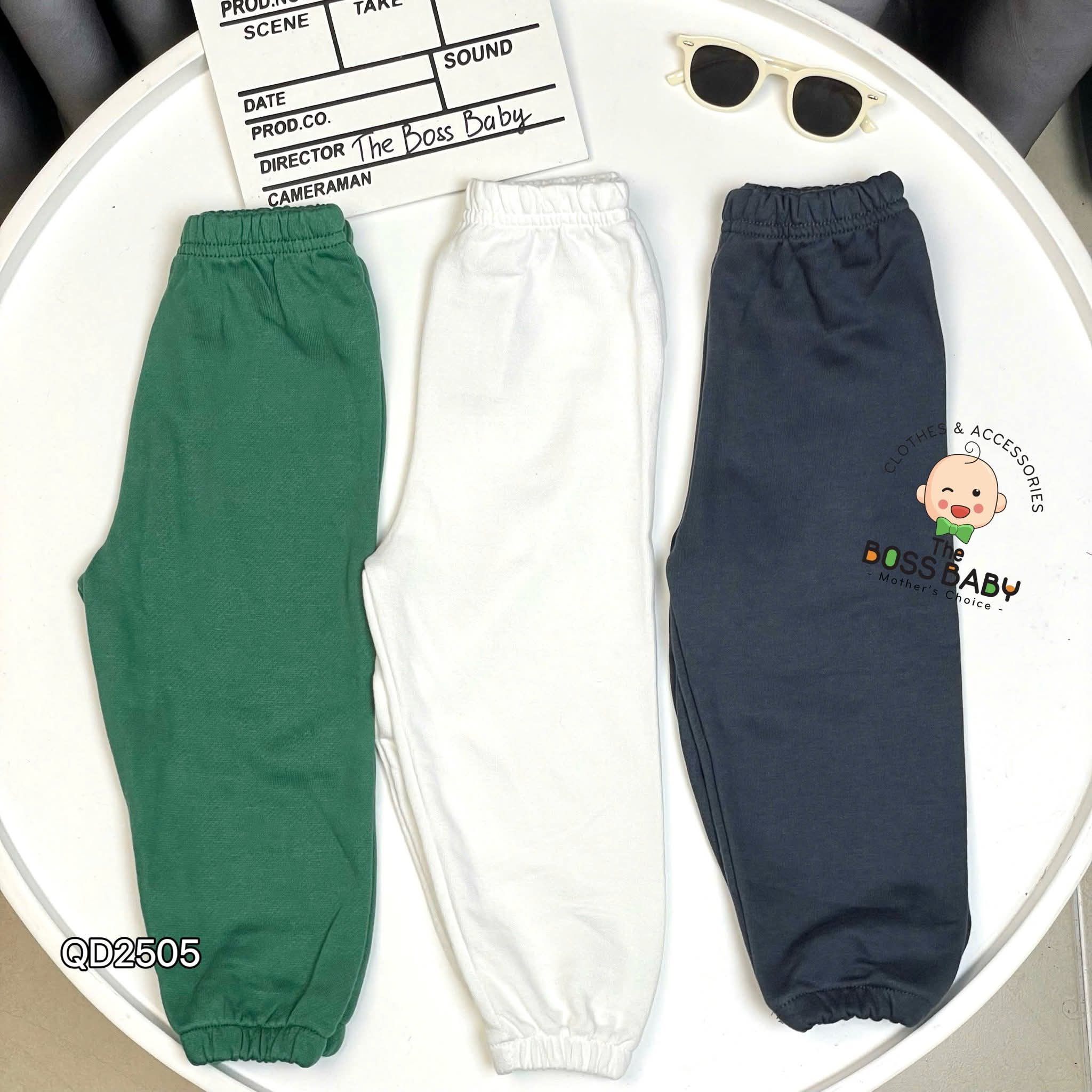 Set 3 quần nỉ da cá bo gấu rêu, trắng, than