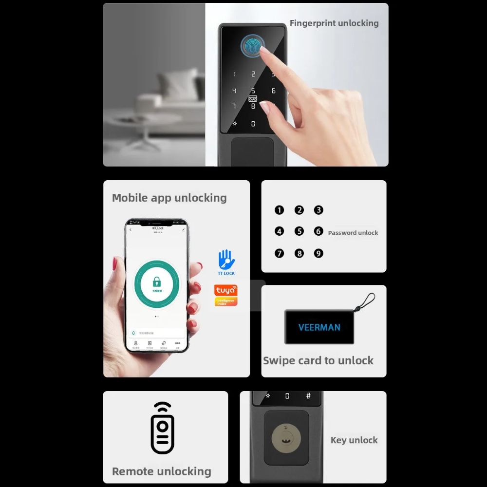 Khóa Cổng Vân Tay Kachi MK46 Cho Cổng Sắt Ngoài Trời (App Tuya) – Giải Pháp An Ninh 