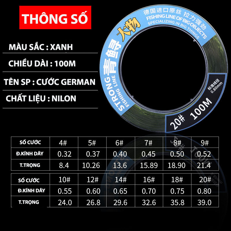 Dây Câu Nylon GERMAN Câu Cá Lớn Cuộn 100M_thumbnail_12