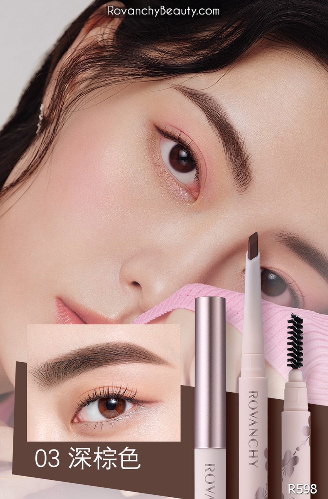 R598 Chì Kẻ Mày FLOWER 3D Tạo Khối Nhanh, Bền Màu Lâu Trôi – Tự Nhiên, Dễ Kẻ, Không Lem_thumbnail_14