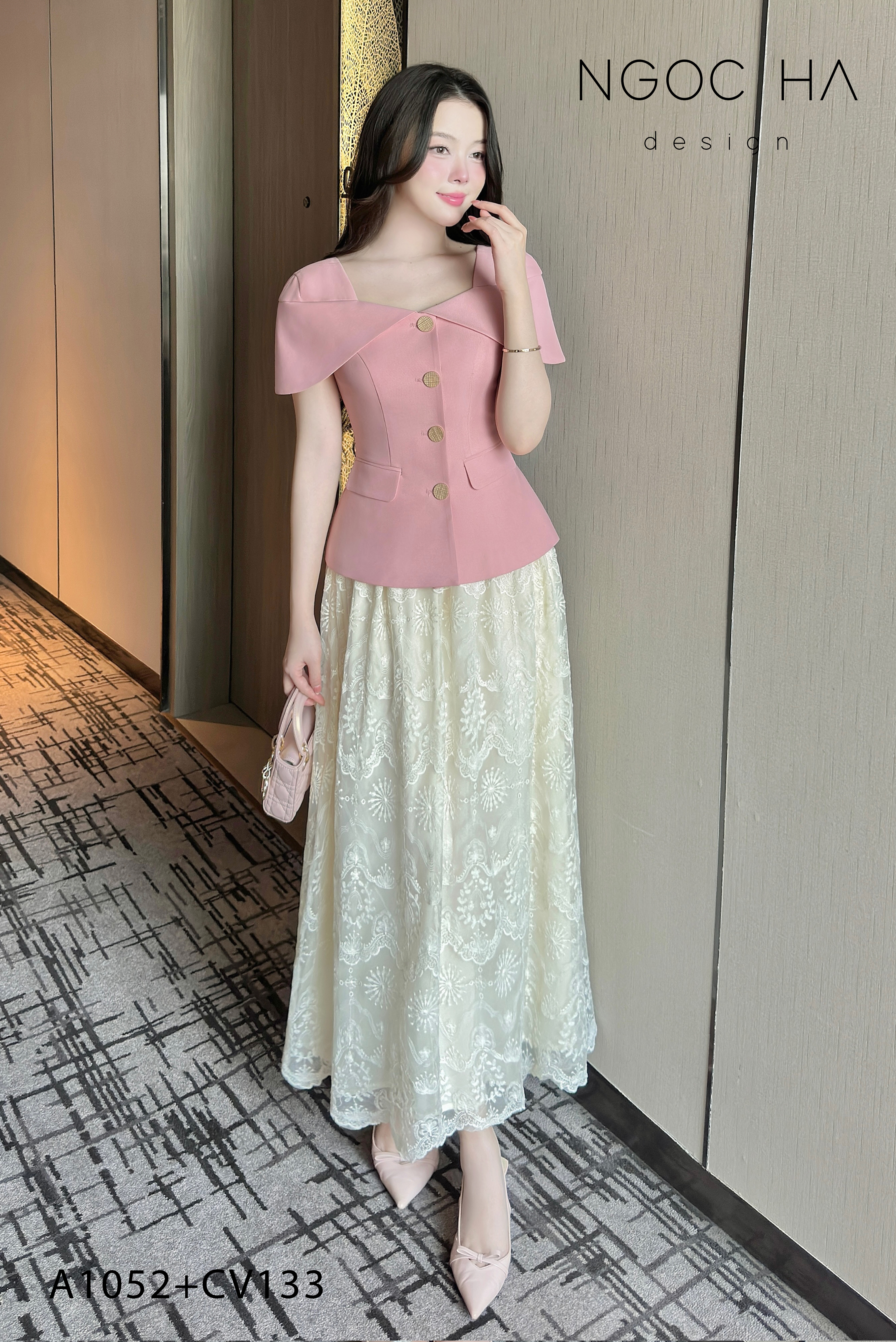 Diana Top_ Áo Vest Choàng Vai Đính Cúc Màu Hồng A1052_thumbnail_6