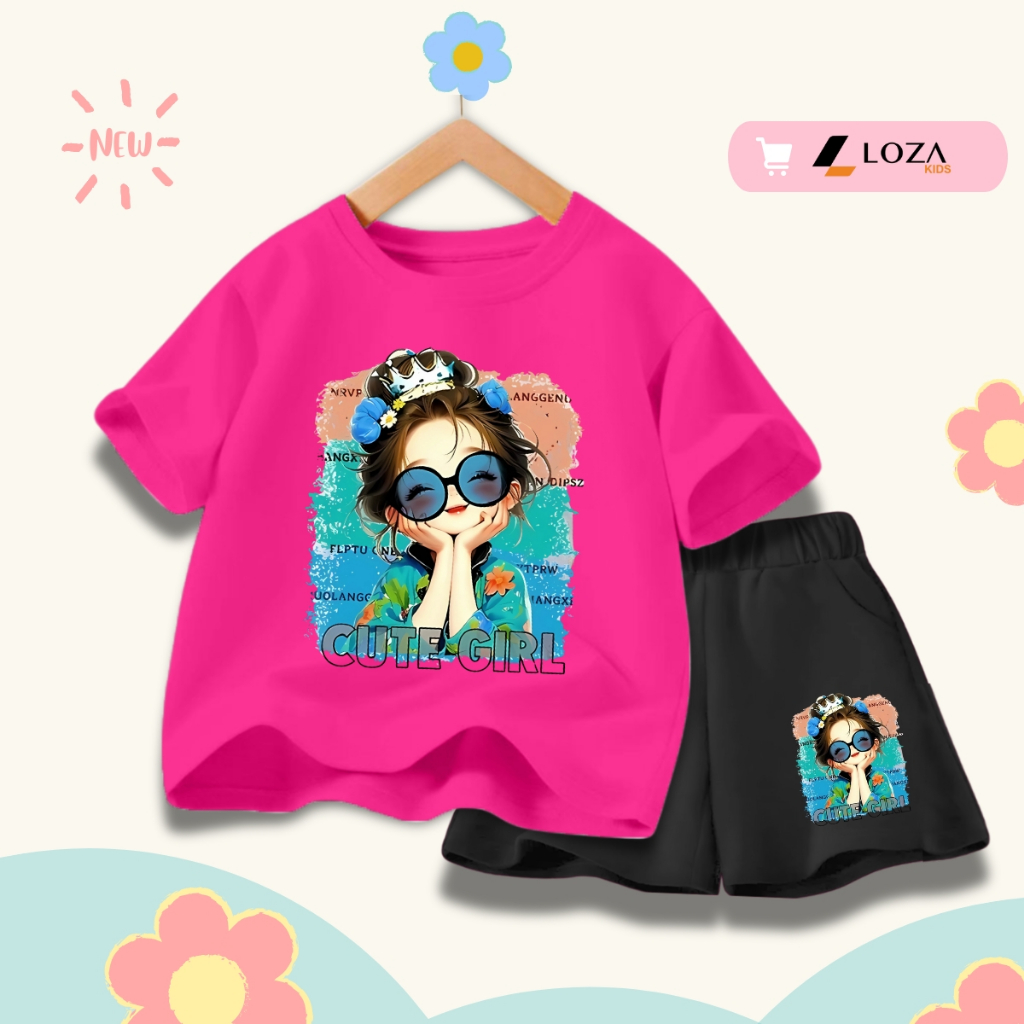 Bộ đồ bé gái in hình Cô gái đeo kính - Loza SB363