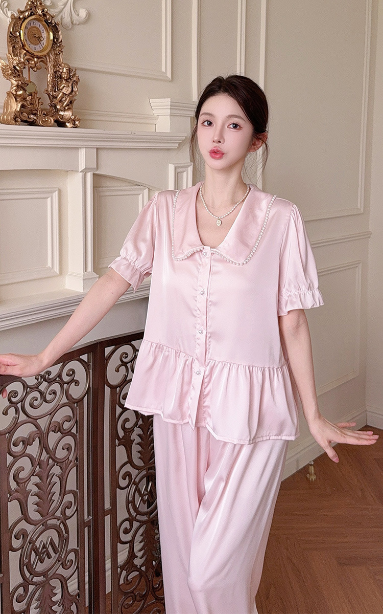 LECODAI01 Pijama lụa cổ viền ngọc trai cộc tay_thumbnail_2
