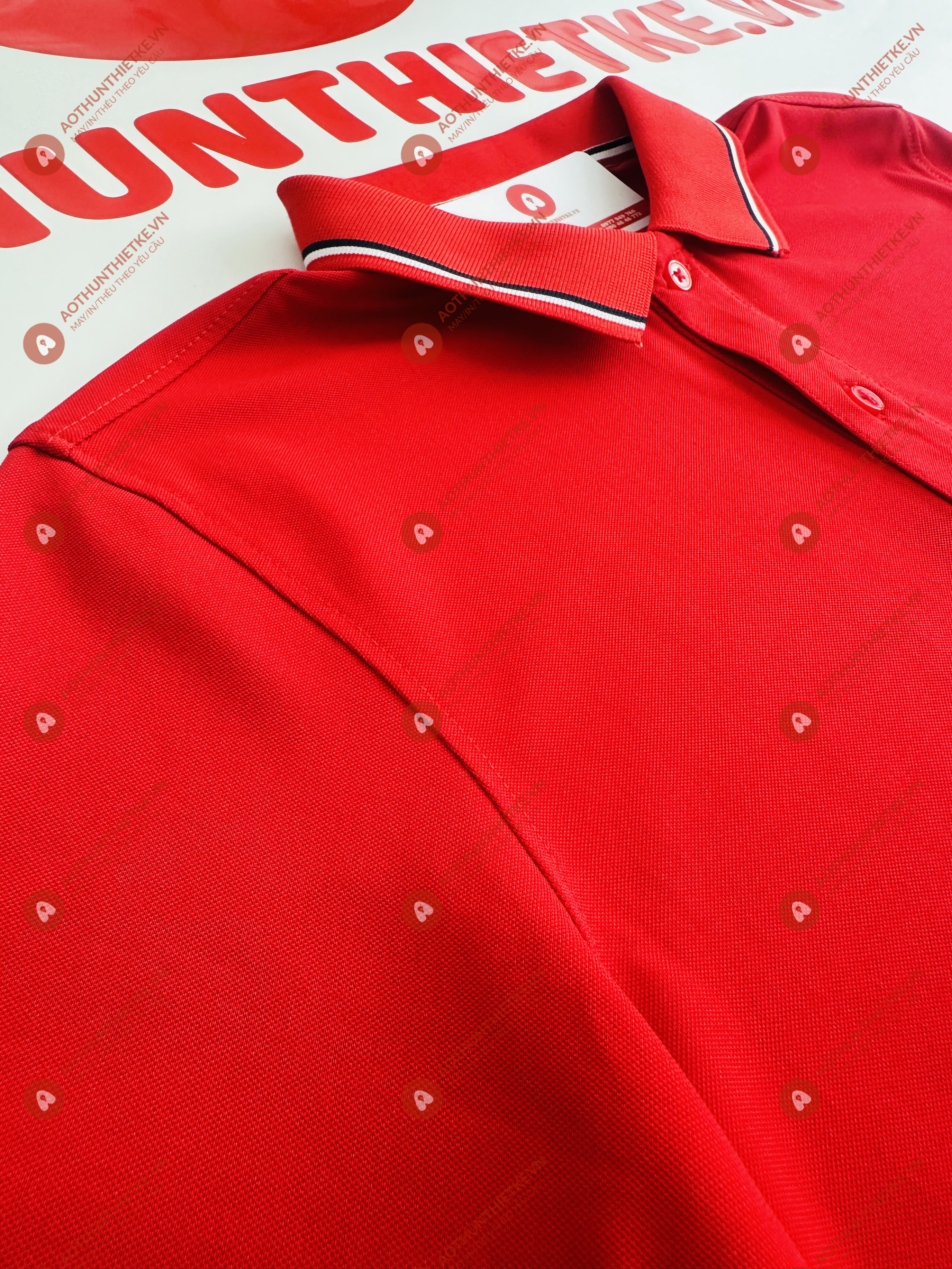 Áo Đồng Phục Polo 3 Sọc Đỏ Tươi_thumbnail_1