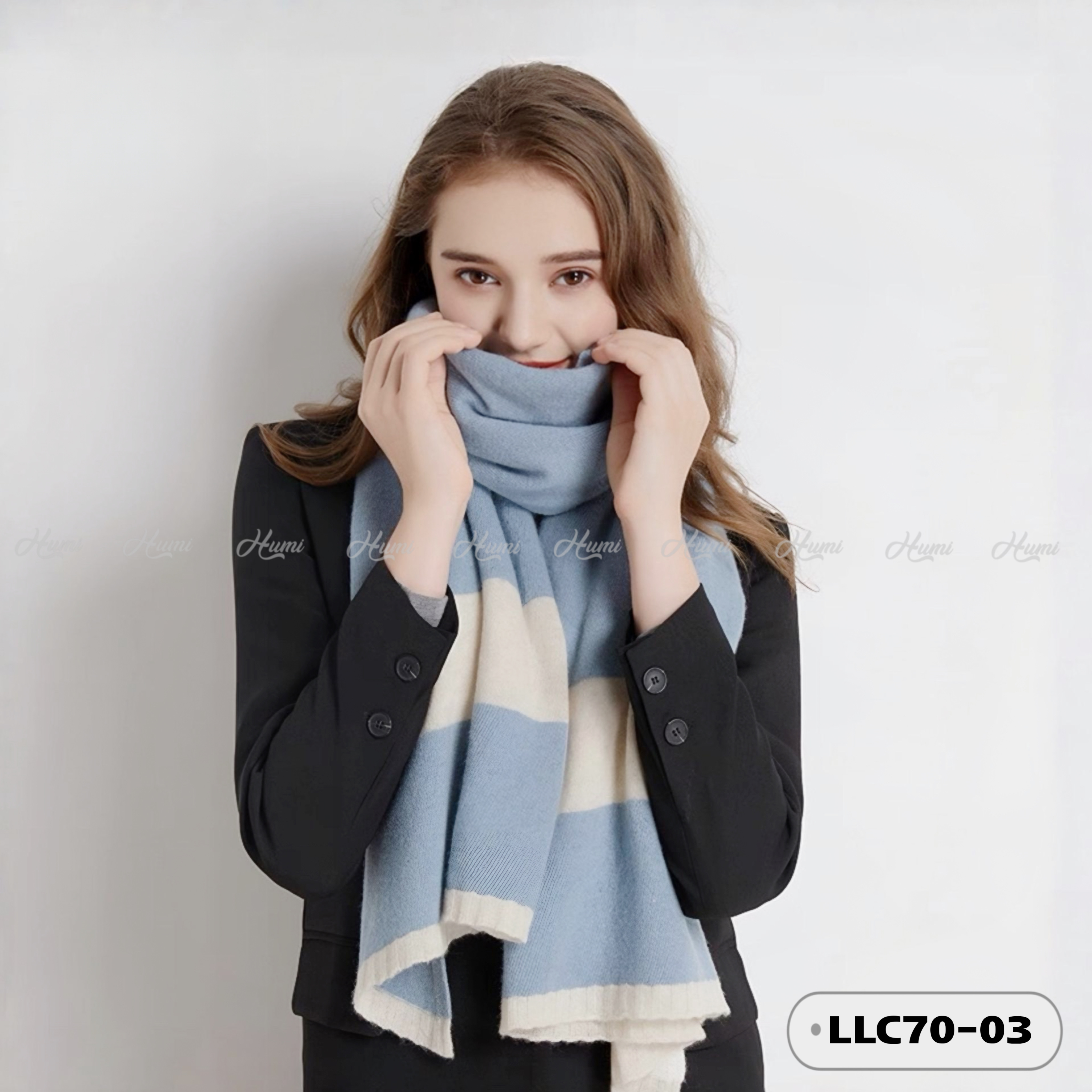 KHĂN LEN LÔNG CỪU 100% (LLC70-03 Xanh)