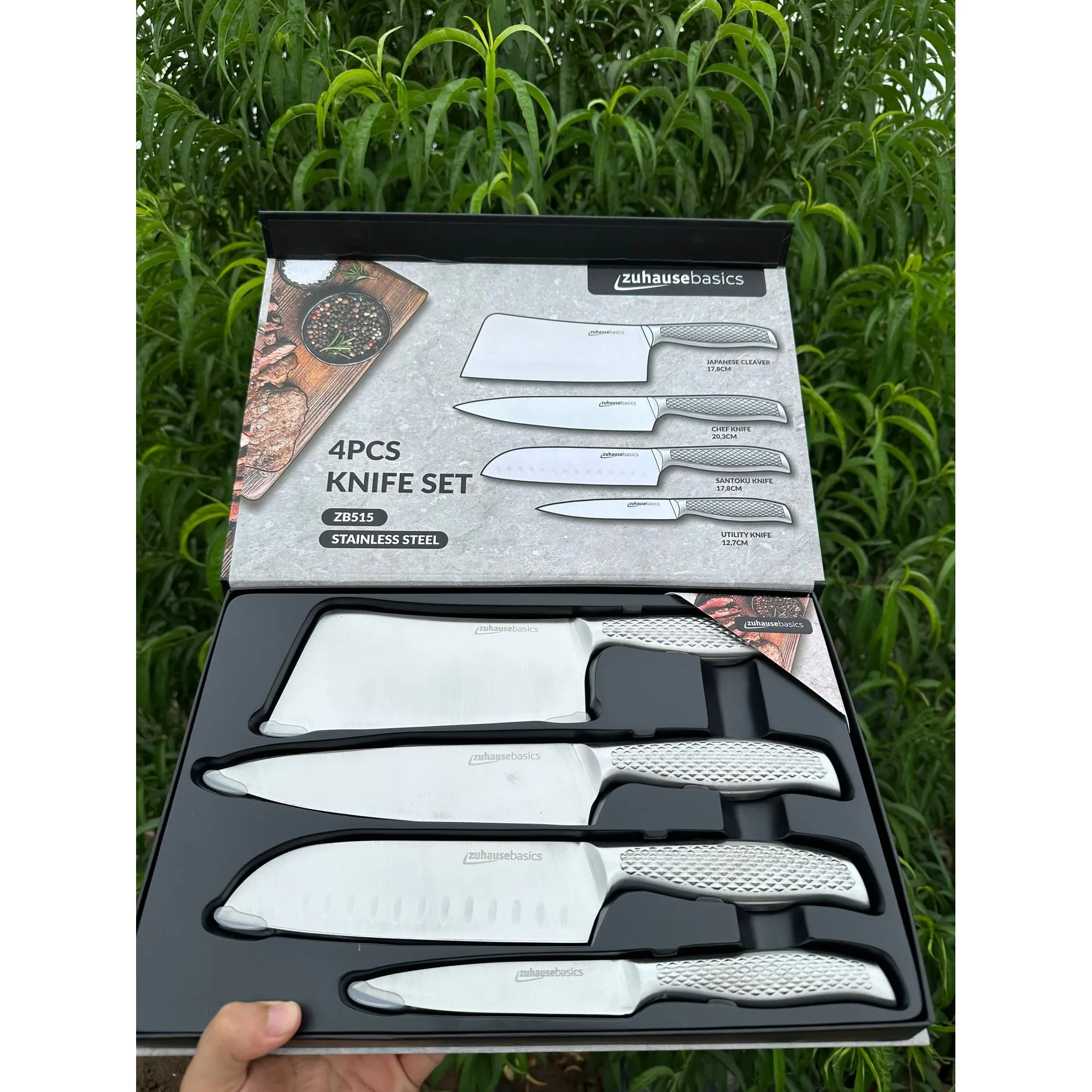 QT14 - Bộ dao inox 4 món Zuhause ZB515 Bộ dao thá¡ dao chặt chất liệu thép không gỉ cao cấp