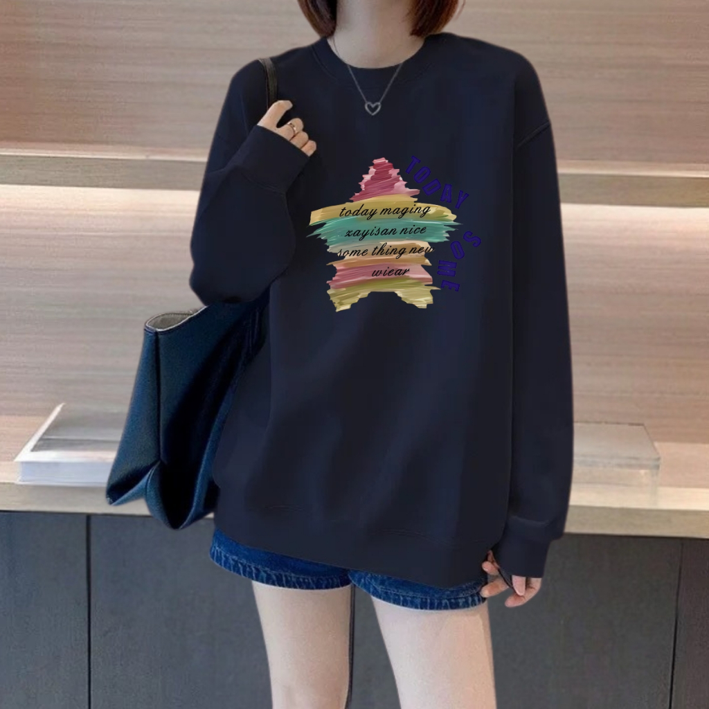 Áo sweater nữ in hình thời trang - Áo nỉ thu đông dáng rộng - Loza NT7606_thumbnail_2