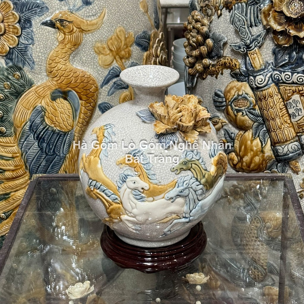 Bình Tài Lộc - Lọ Hoa Hút Lộc Gốm Bát Tràng Bền Đẹp Cao Cấp TẶNG ĐẾ GỖ Họa tiết Thuận Buồm Xuôi Gió_thumbnail_16