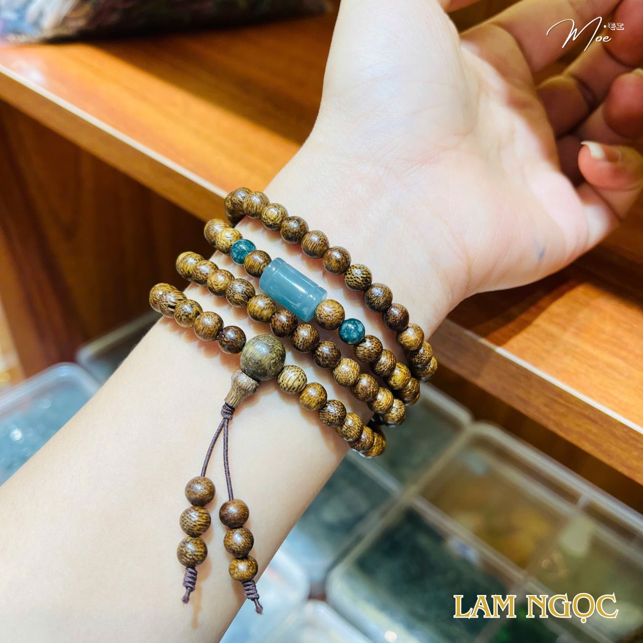 PT214 - Chuỗi vòng trầm tốc lu thống đá tự nhiên