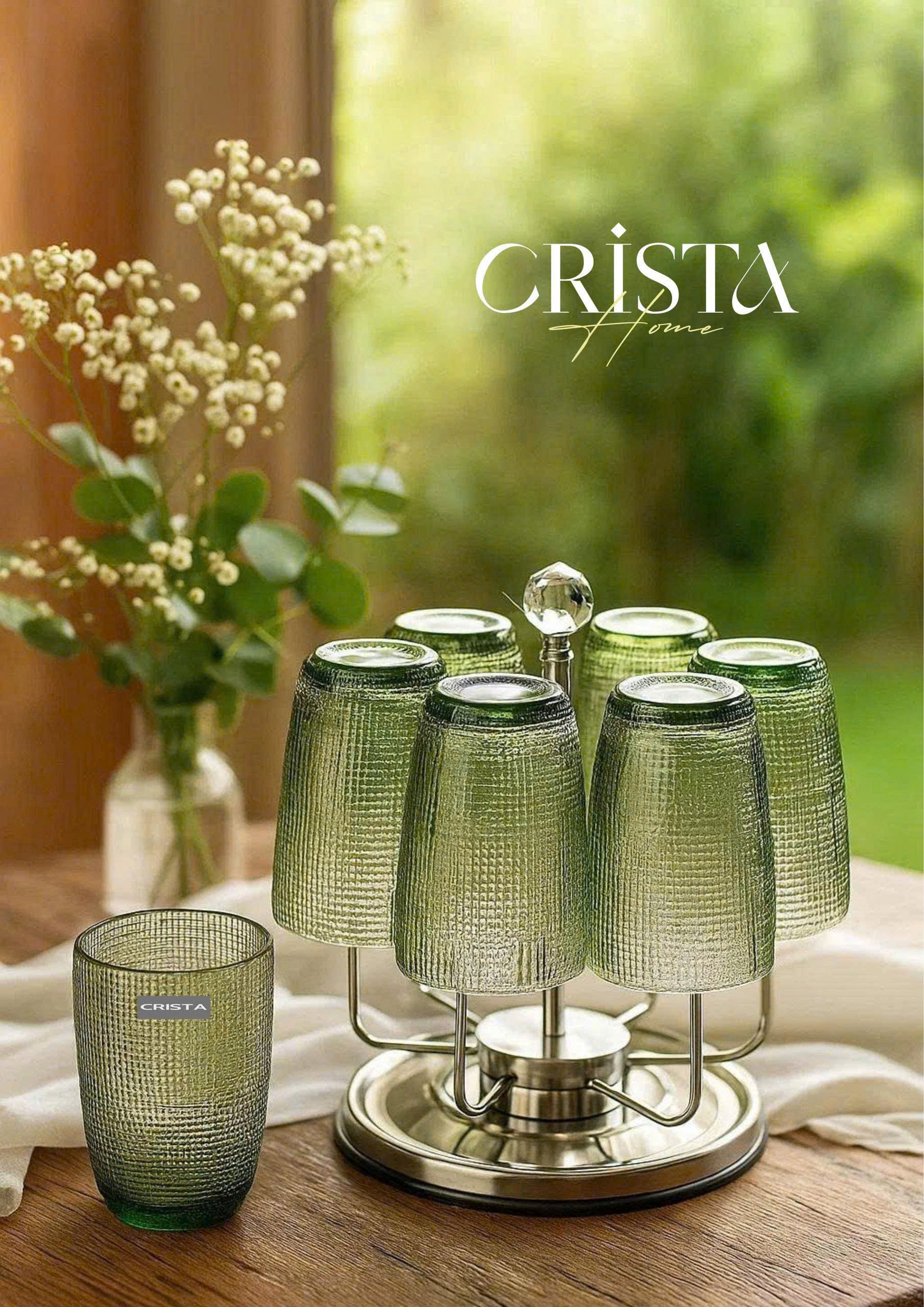 Bộ 6 cốc thủy tinh CRISTA HOME  vân lưới dập nổi 420 ml_thumbnail_2