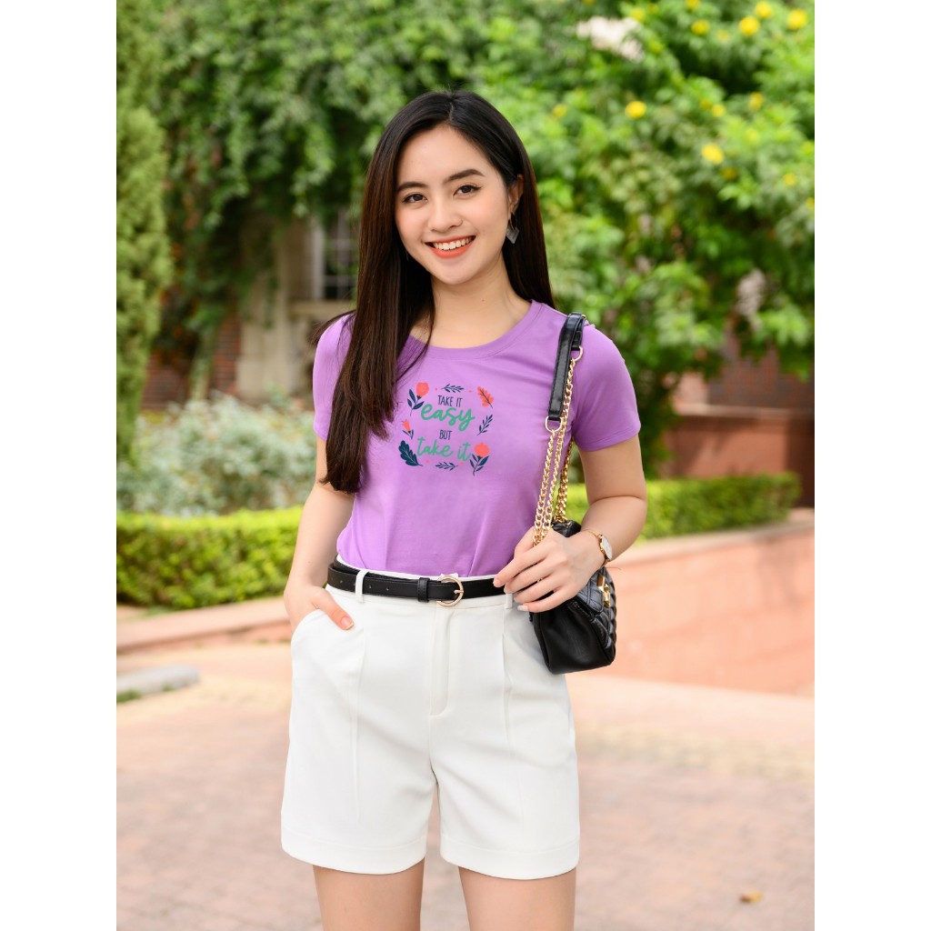 [Form Vừa] Áo thun nữ form vừa in hình hoa lá - Áo phông nữ Loza - G0173