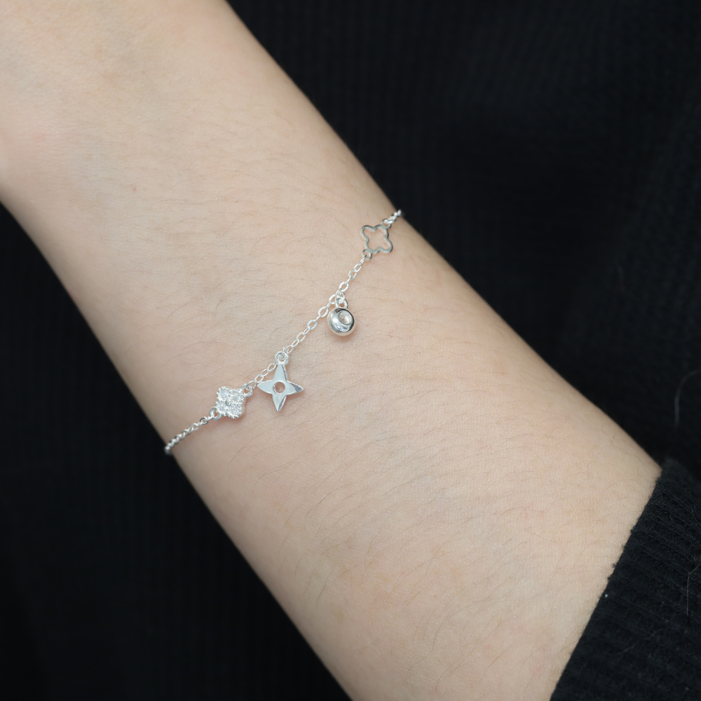 Vòng tay bạc 925 nữ charm hoa đính đá phối ngôi sao_thumbnail_3
