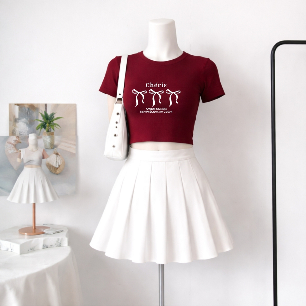 Áo croptop nữ hình 3 nơ Chérie dáng ôm chất thun cotton local brand WETEE - WC1162_thumbnail_0