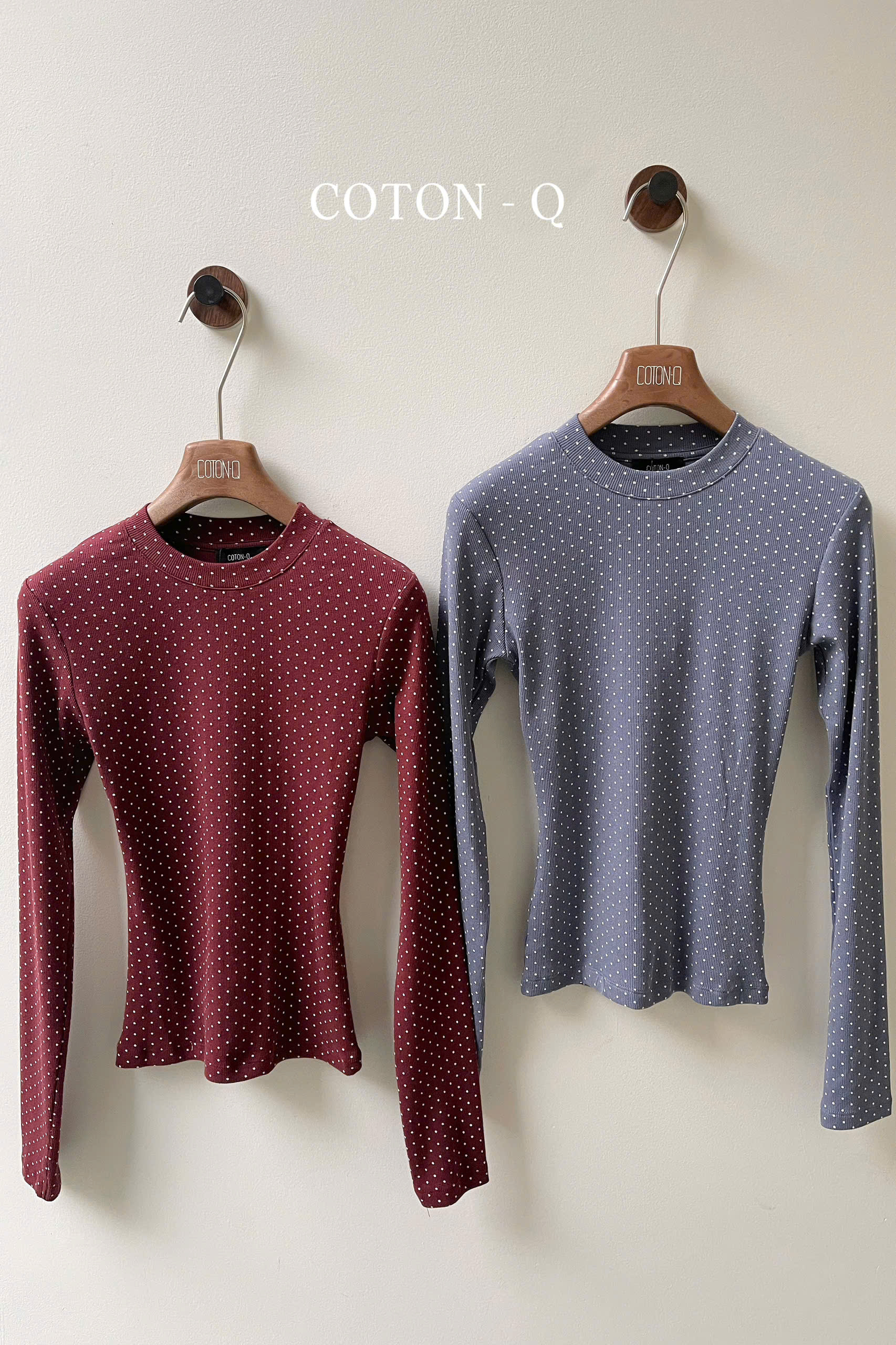 HA626 Áo thun tay dài chấm bi ( XANH)