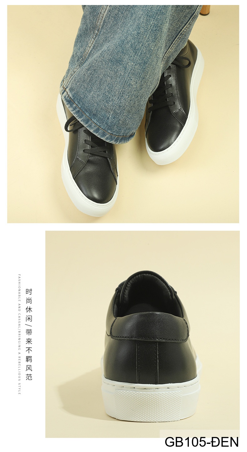 GB105 - Giày Sneaker Nam Da Bò Thiết Kế Đơn Giản, Đế Cao Su Bền, Màu Trắng Đen_thumbnail_20