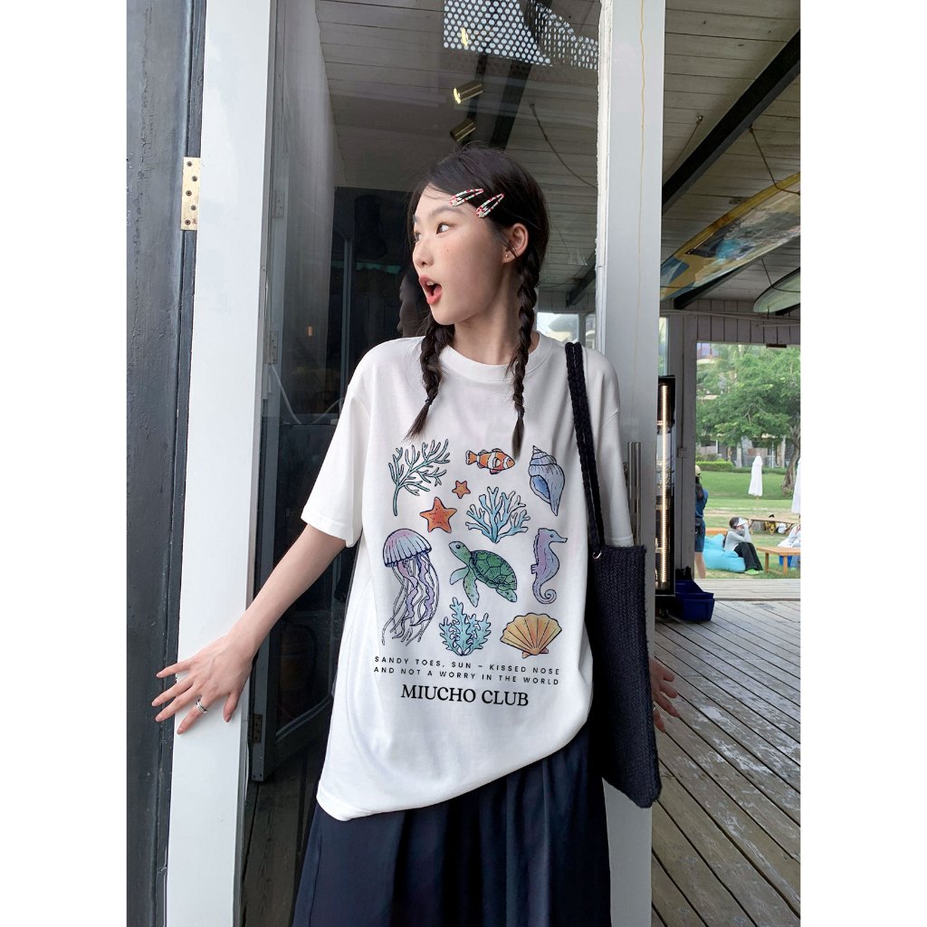 Áo thun form rộng unisex mùa hè ATD1025 Miucho tay lỡ cổ tròn in mix_thumbnail_4