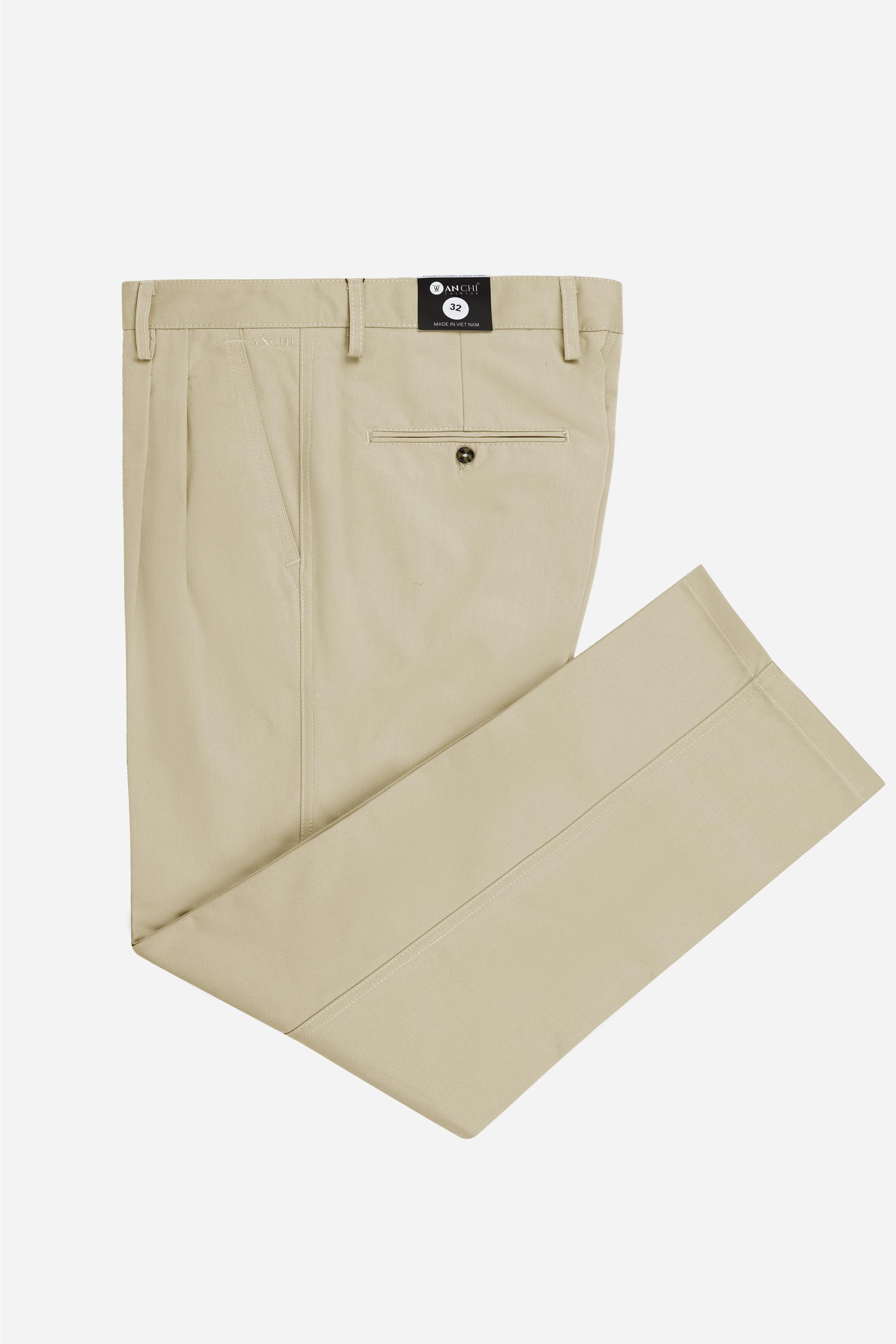 Quần Kaki Thô 2 Li Nam Trung Niên ANCHI Phom Suông Ống Rộng Màu Vàng Nhạt