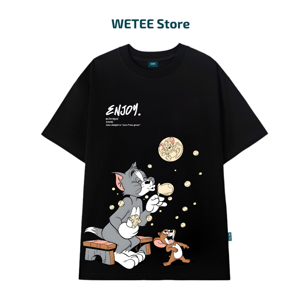 Áo thun unisex UX30-1186 ENJOY Tôm&Jelly thổi bong bóng dáng oversized local brand WETEE_thumbnail_6