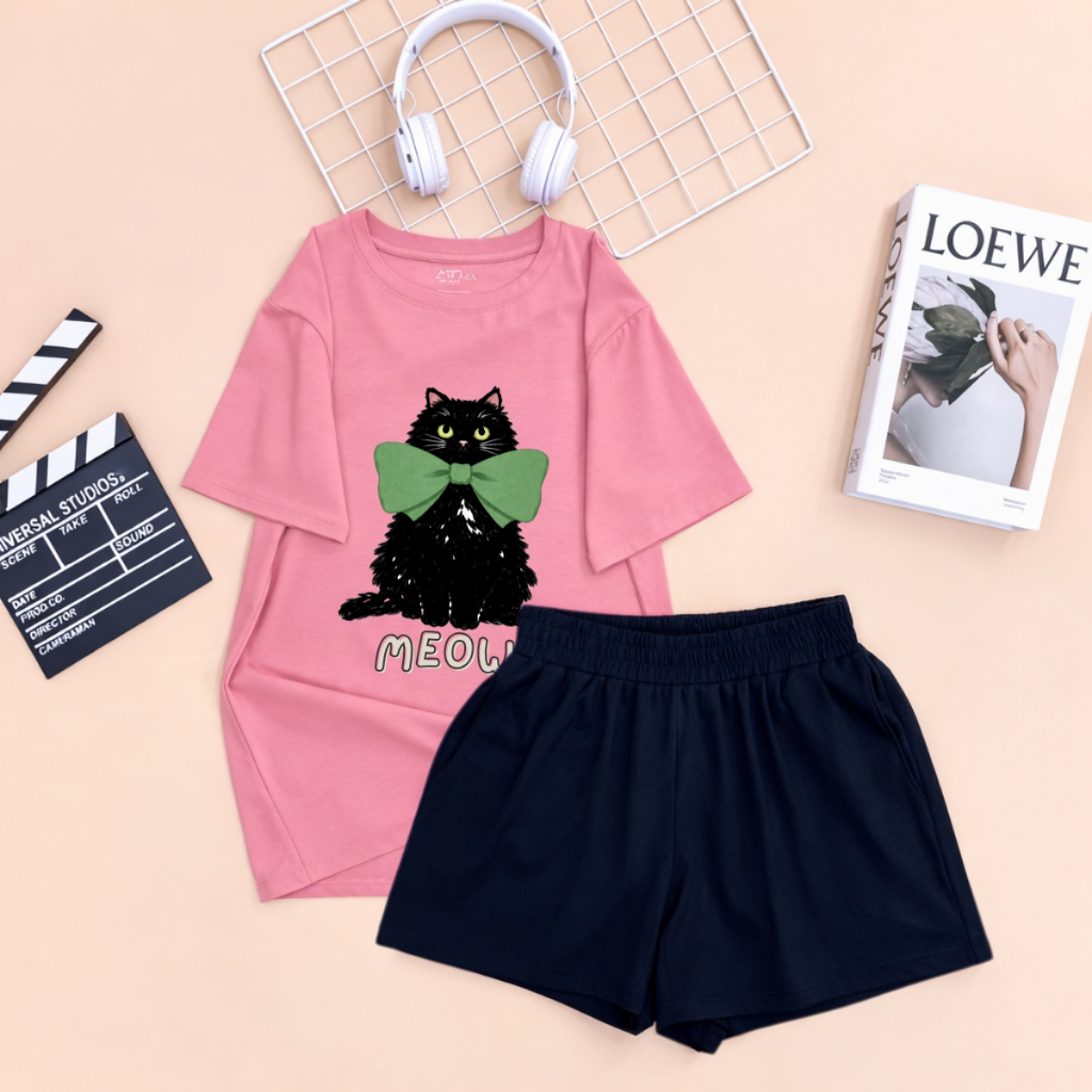 Bộ đồ nữ Loza dáng rộng in hình Mèo chất liệu thun cotton TB35-BP633_thumbnail_1