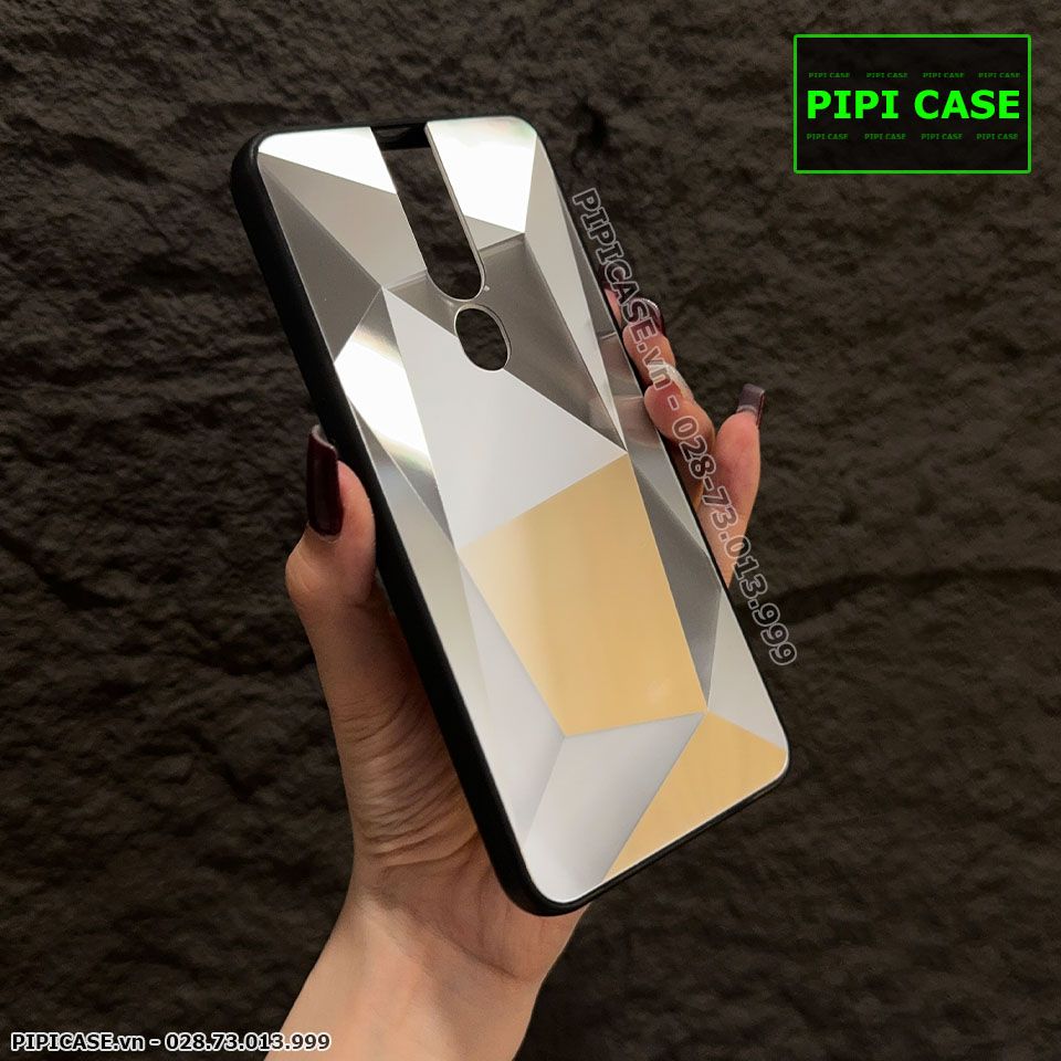 Ốp Lưng Oppo F11 Pro - Kim Cương 6D - Bạc