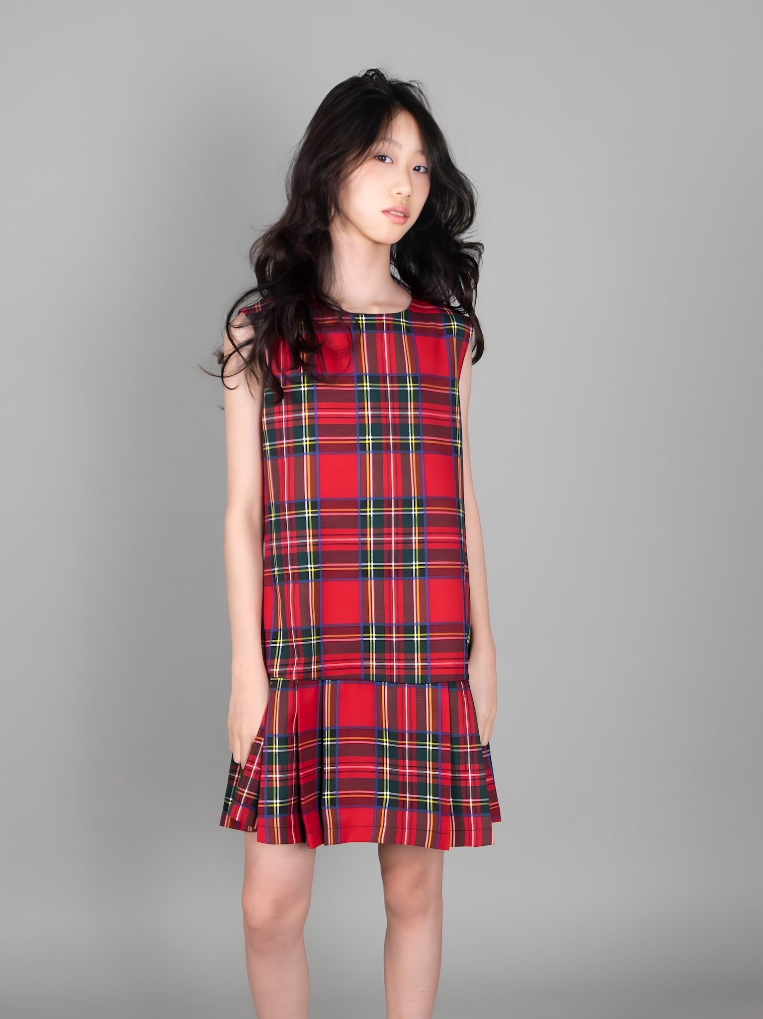 Váy dạ kẻ caro đỏ xanh