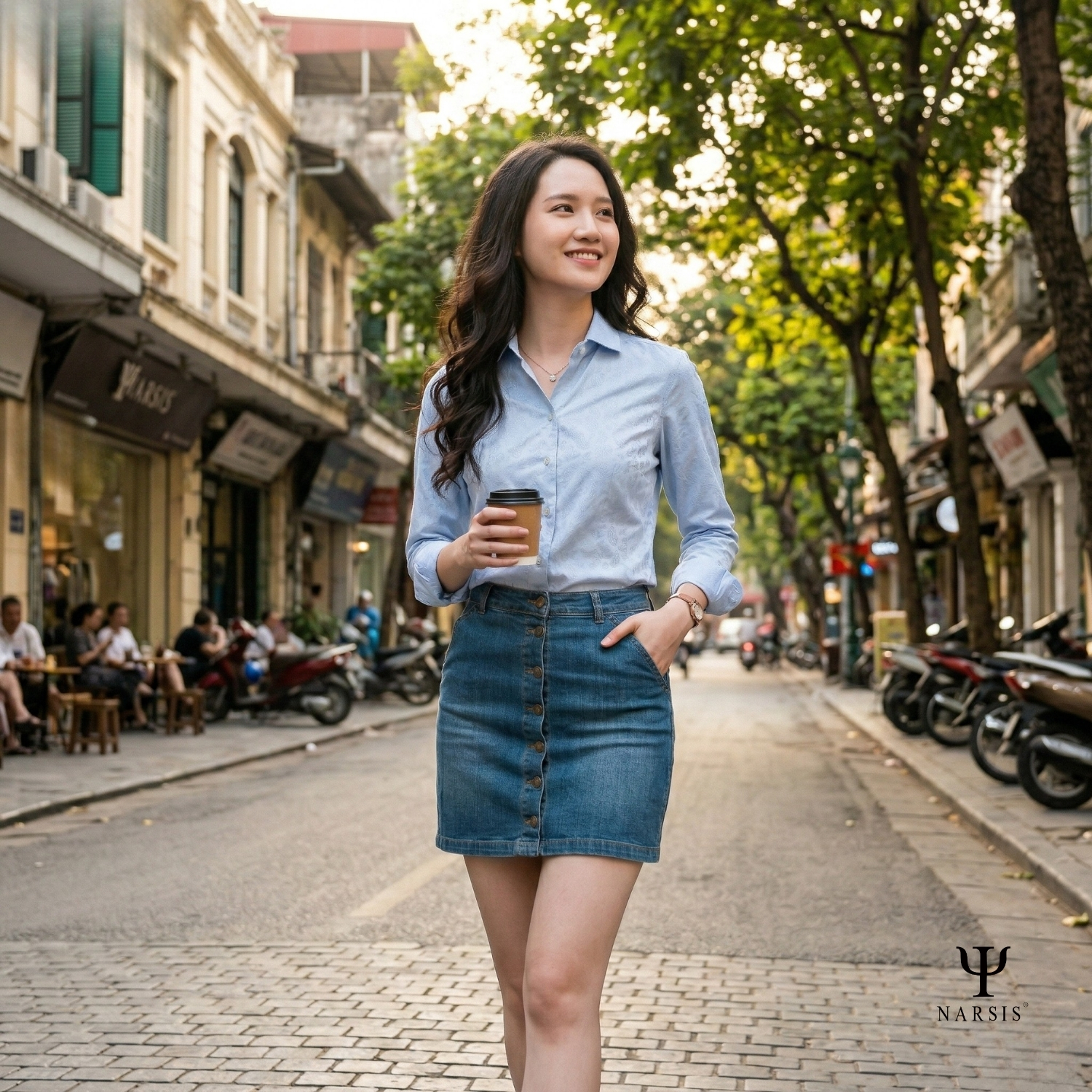 CHÂN VÁY JEAN B7012 NARSIS CHẤT LIỆU JEAN BỀN BỈ, CÁ TÍNH, TRẺ TRUNG, THỜI TRANG