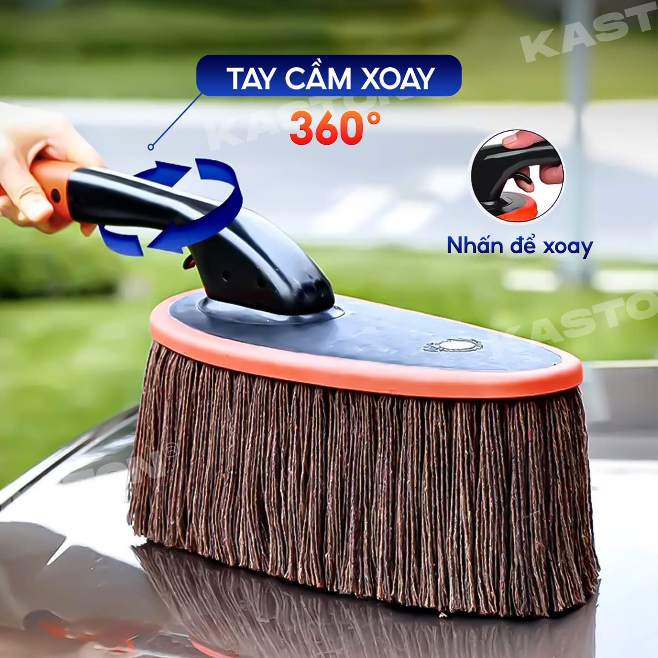 Chổi lau bụi ô tô Kaston xoay 360° - sợi bông phủ sáp kèm hộp đựng - chổi lau xe cao cấp_thumbnail_4