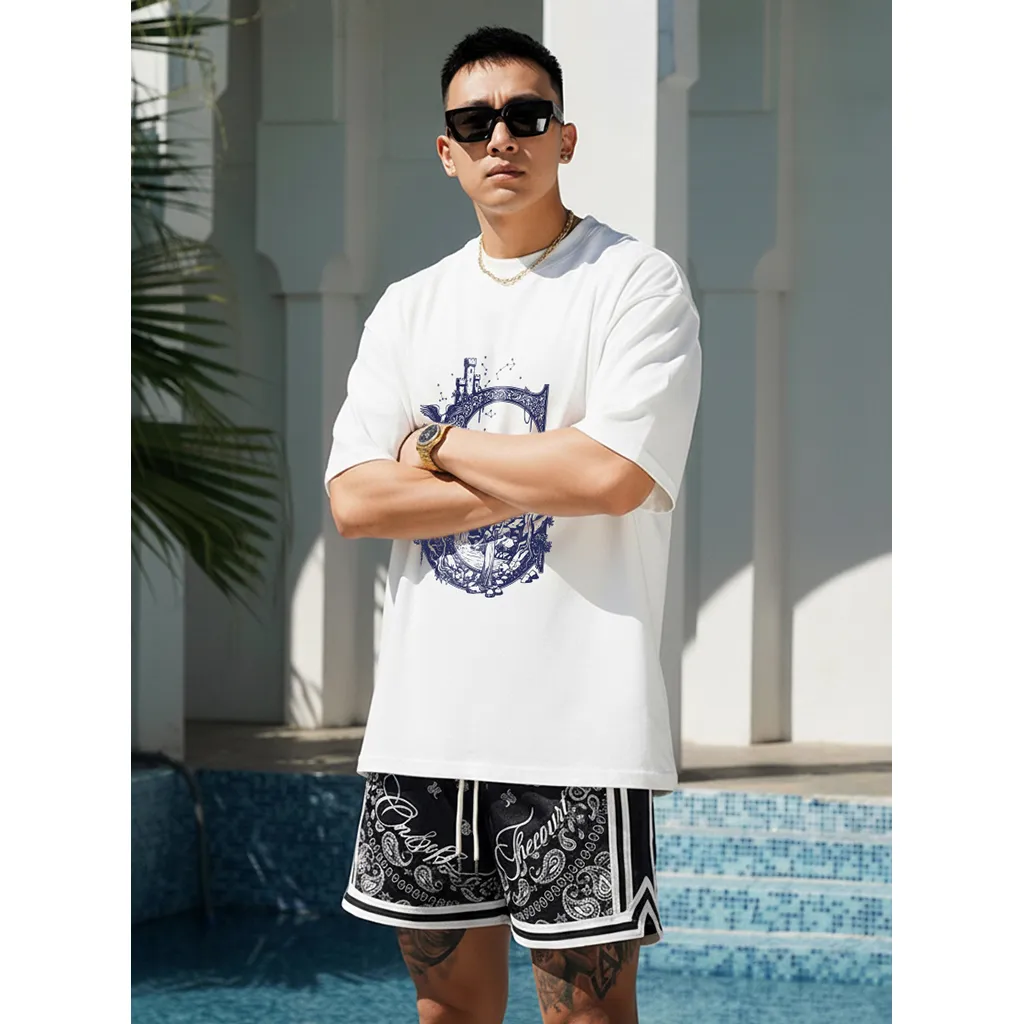 Áo thun oversize nam Miucho Iconic vải cotton thoáng mát cổ tròn tay ngắn trẻ trung in chữ cái G 2752_thumbnail_6