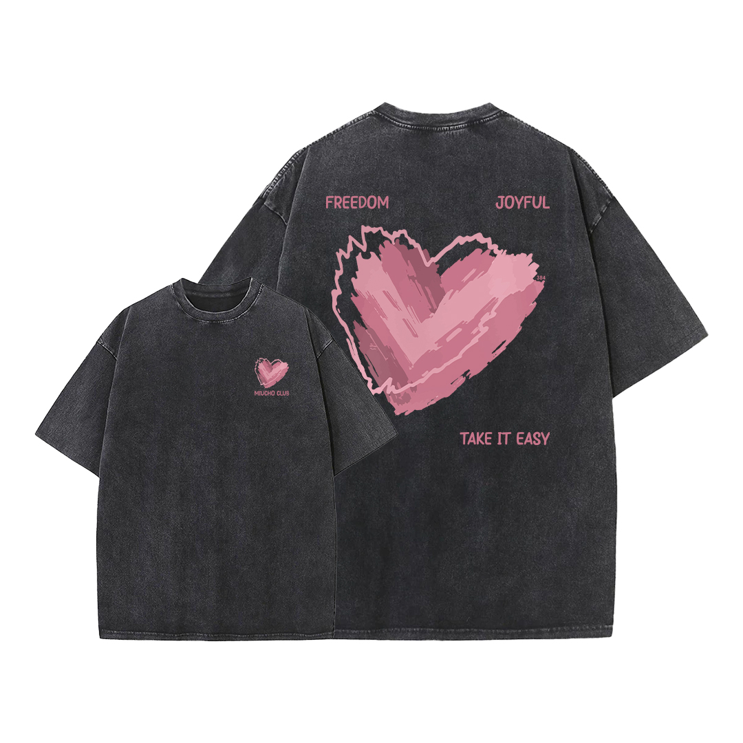 Áo thun nữ form rộng ATD384 Miucho cotton cổ tròn in typography