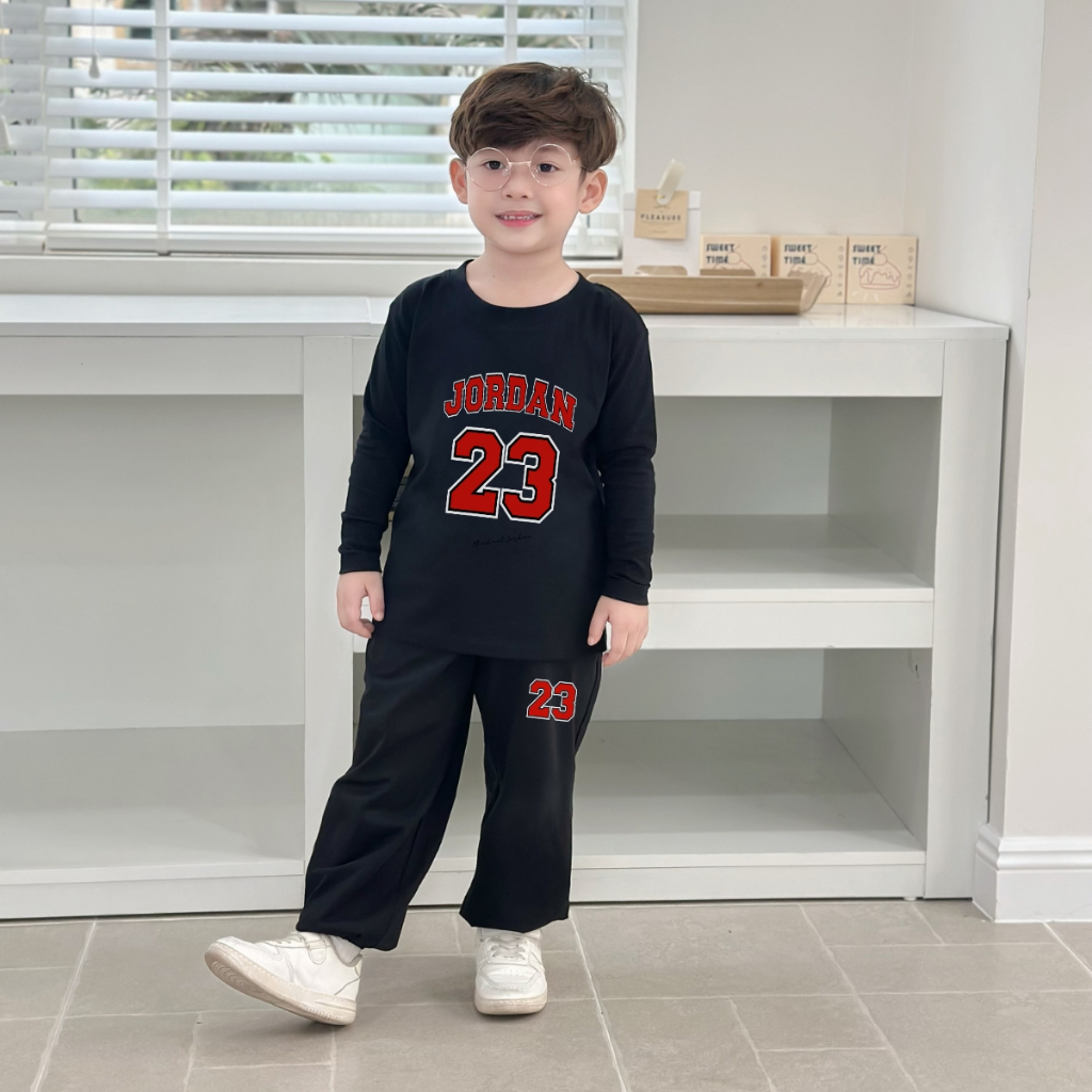 Bộ thu đông bé trai JORDAN 23 - Bộ quần áo dài tay cho bé trai cân nặng từ 15-40kg - Loza Kids BW465