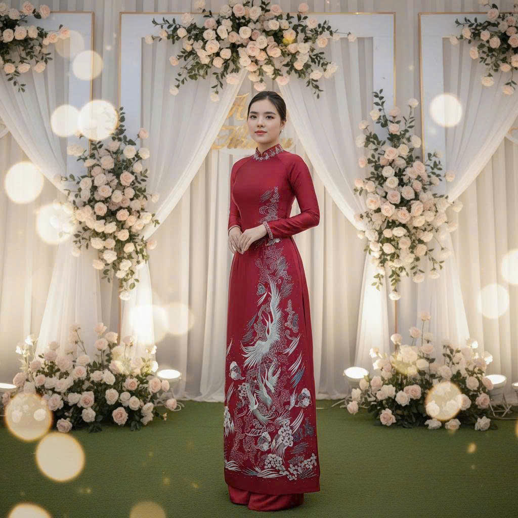 Áo Dài Mẹ Thêu Kết Phượng Vũ – Sang Trọng Cho Ngày Trọng Đại