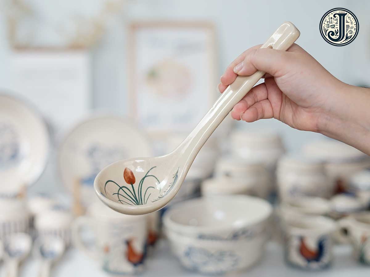 Vá múc canh bằng gốm dài 24cm J000227