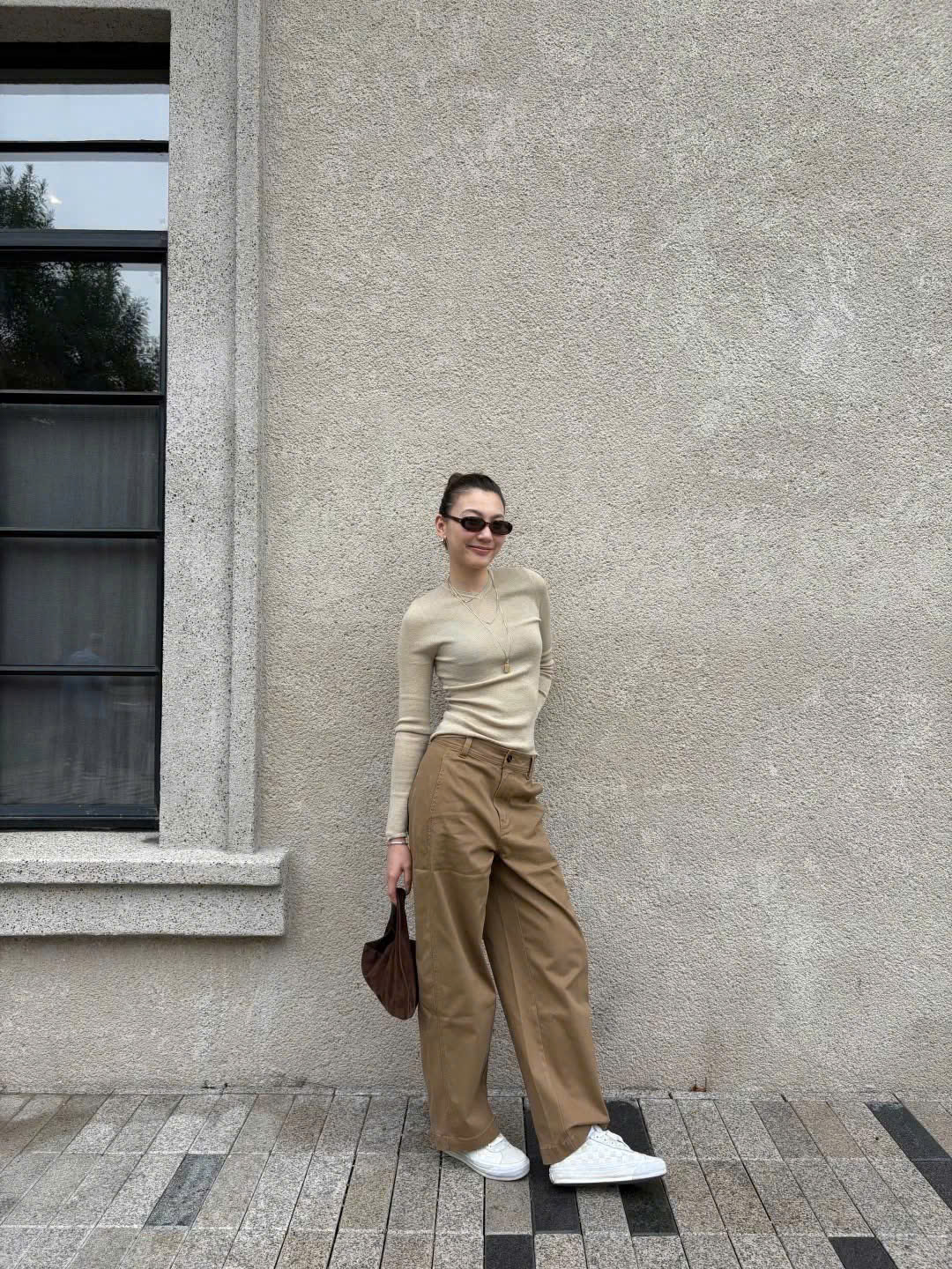 Quần dài nữ Coton Q suông nâu_thumbnail_2