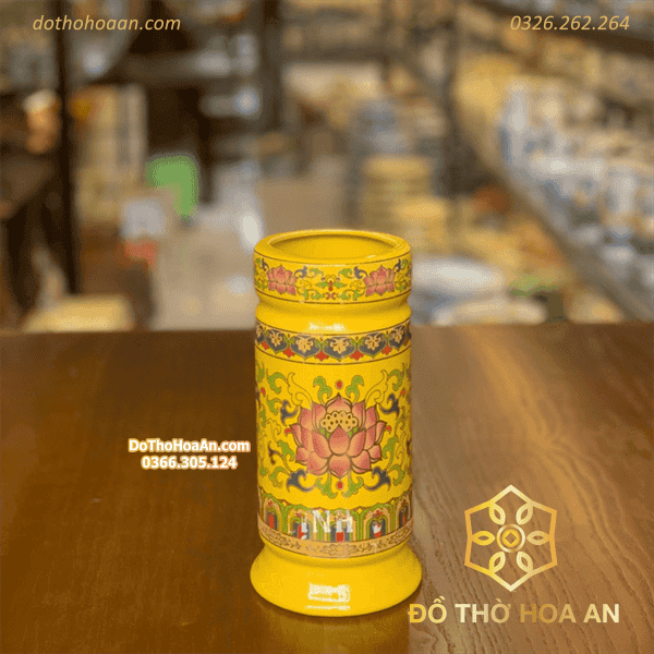 Ống Đựng Hương Gấm Vàng
