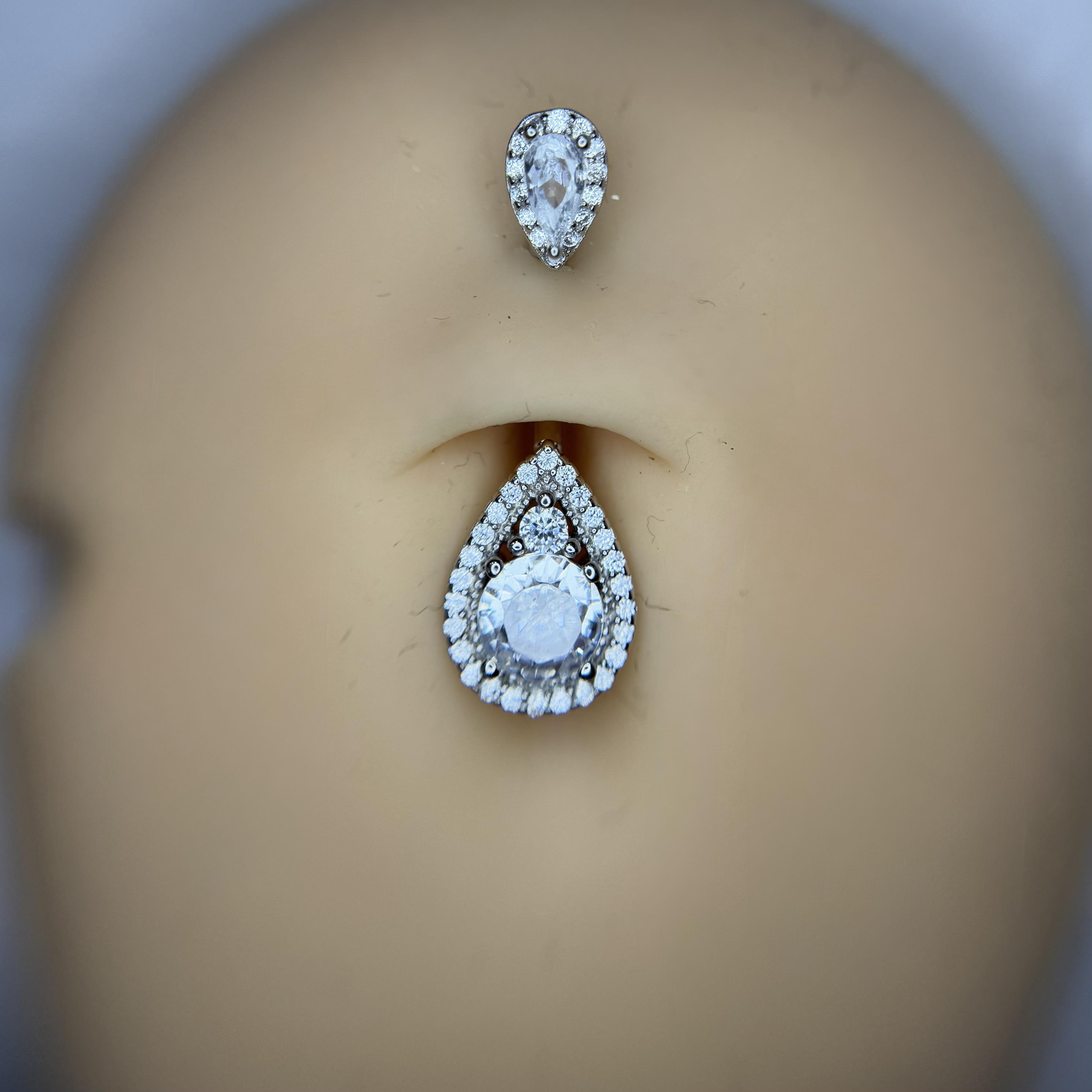 rốn bạc xi bạch kim đá chấu giọt nước hai đầu viền kim cương _thumbnail_2