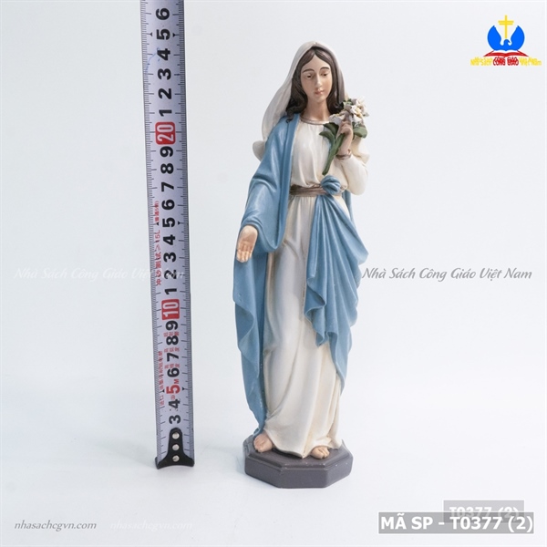 Tượng Đức Mẹ hoa huệ áo trắng 25cm_thumbnail_4