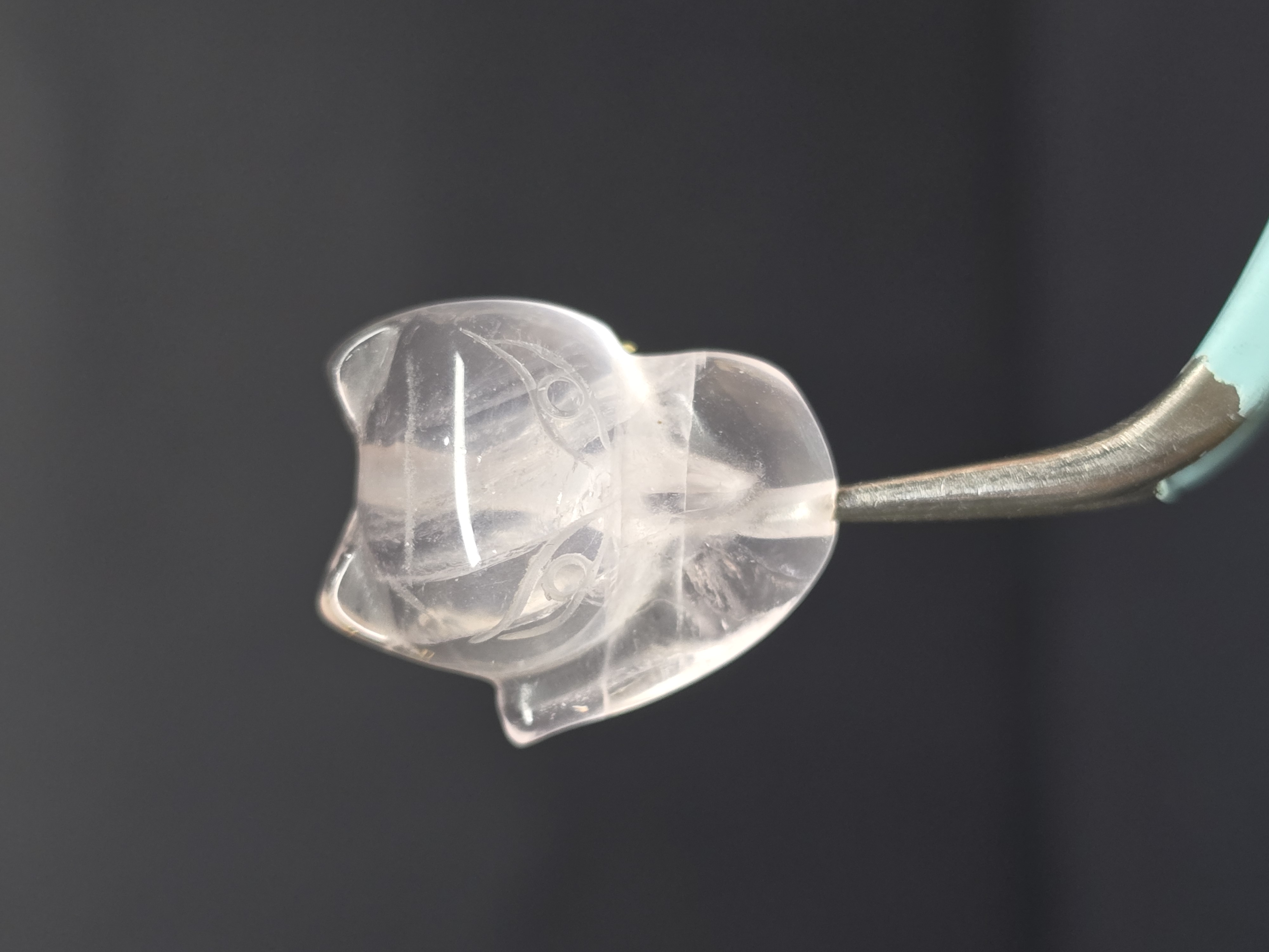 Charm Hạt Lẻ Thạch Anh Hồng - Hồ Ly Nhất Vỹ Dẹt (Đã Xỏ Lỗ - Bán Lẻ 1 Viên)